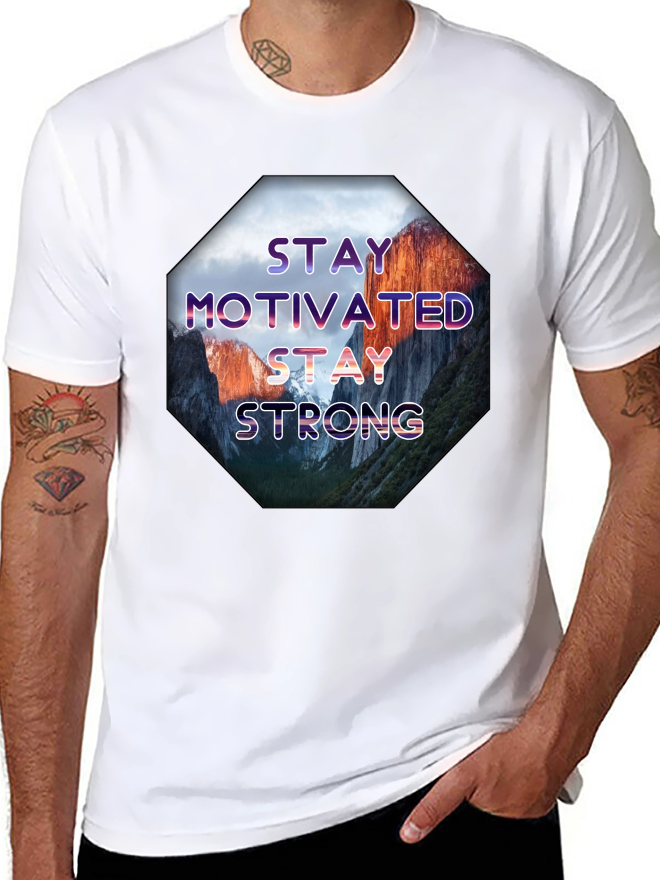 Black Stay Motivated Men's Graphic T-Shirt view 8