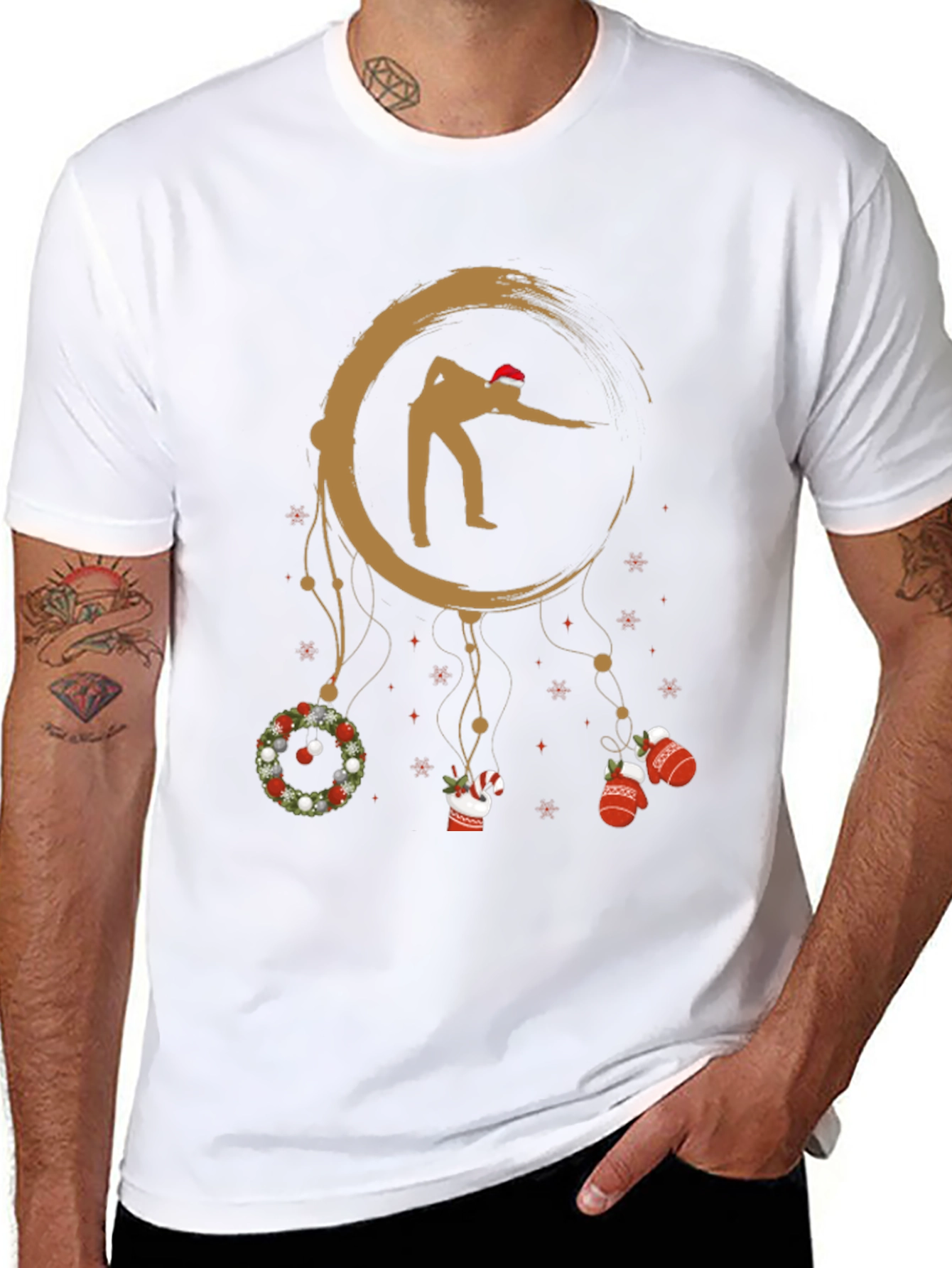 Black Festive Billiards T-Shirt - Christmas Dreamcatcher Design view 8