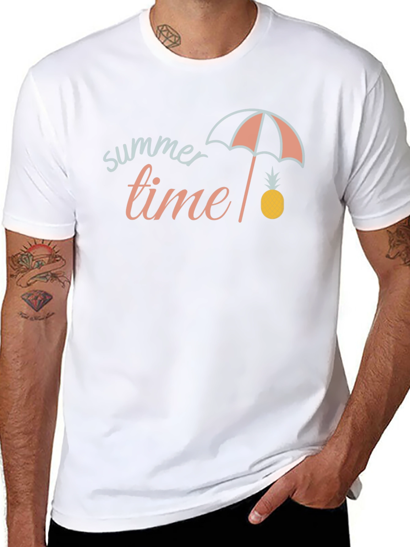 Black Summer Time Graphic Tee - Unisex Black T-Shirt view 8