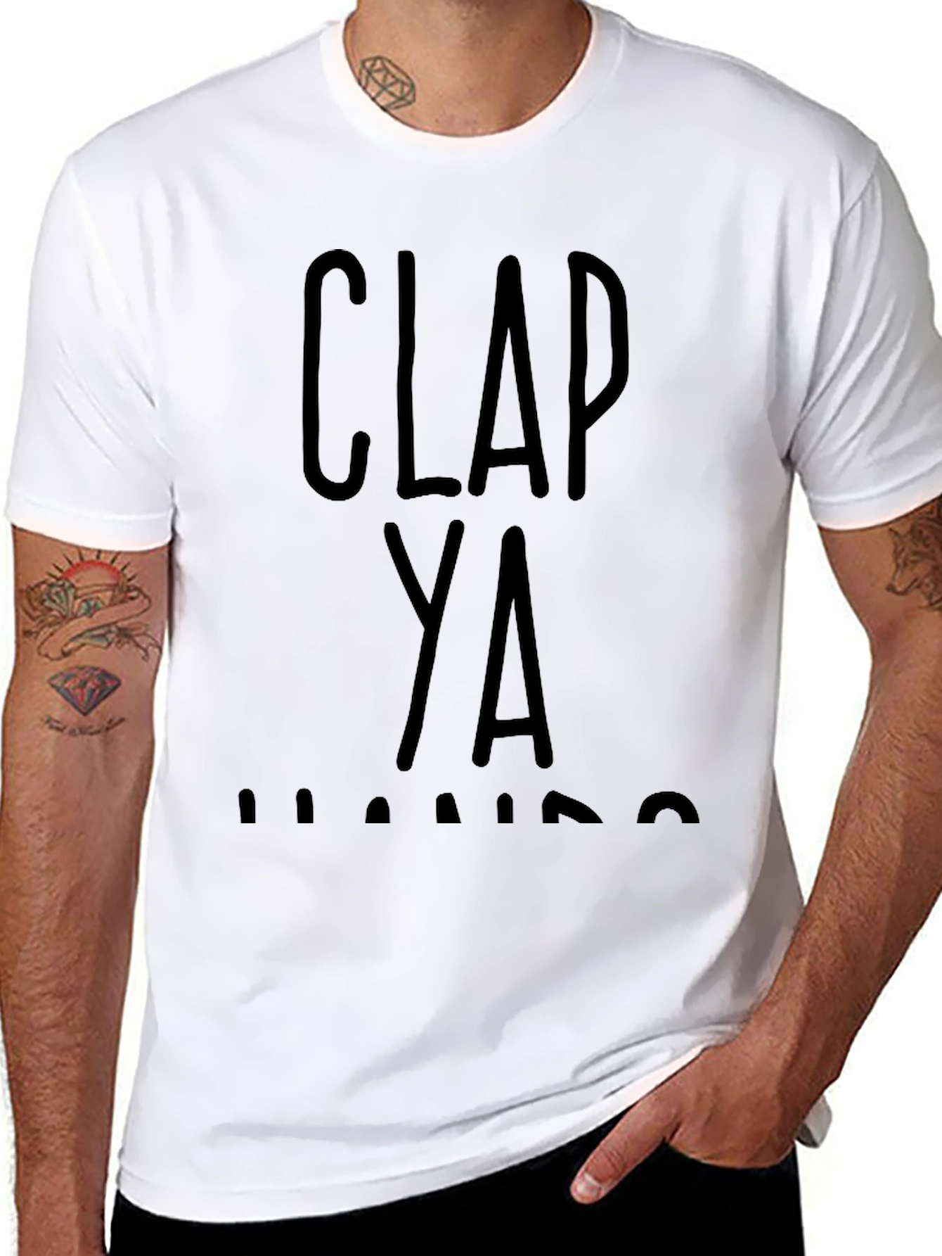 Black Clap Ya Hands Graphic Tee - Black view 8