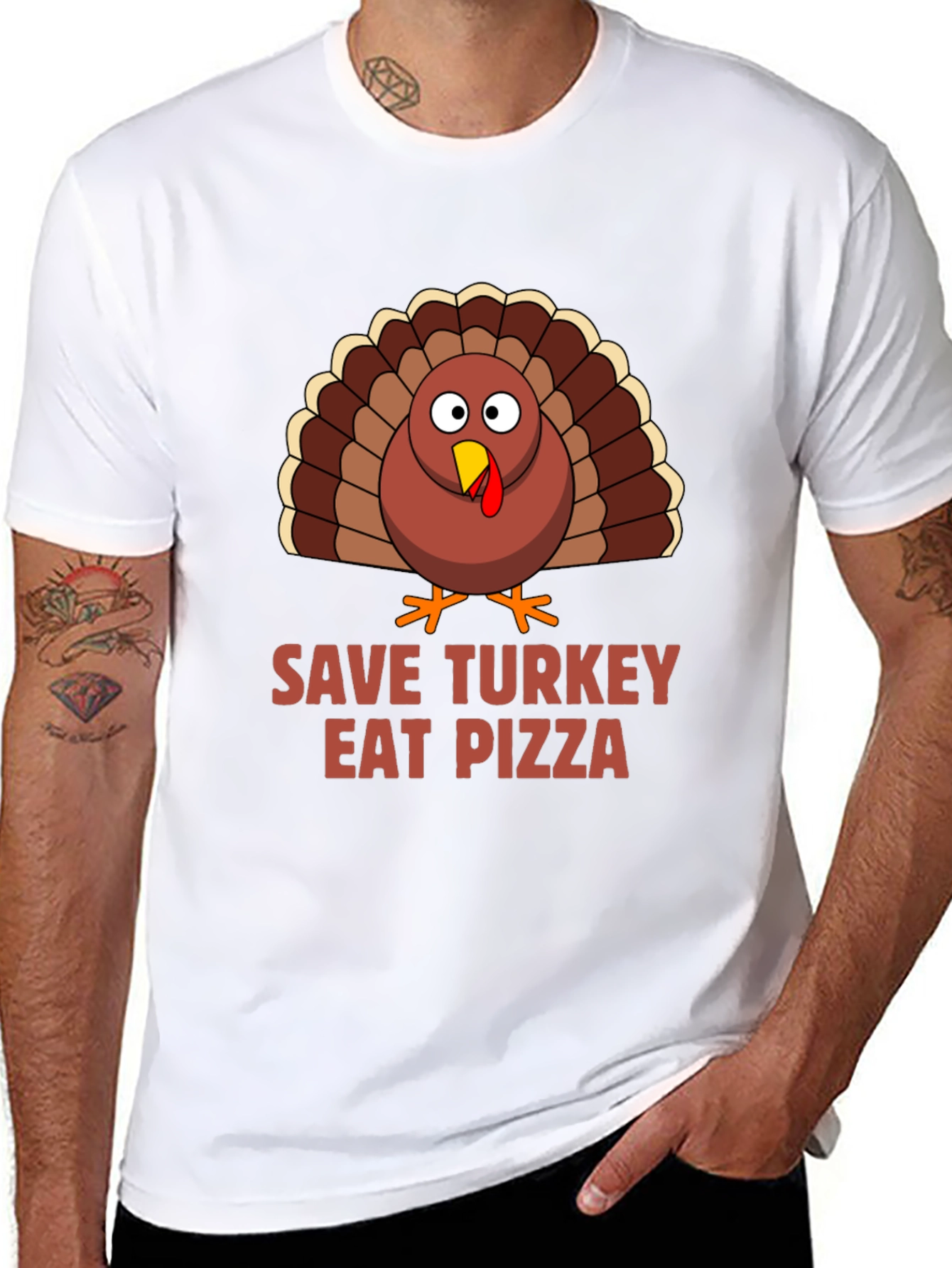 Black Save Turkey Eat Pizza T-Shirt view 8