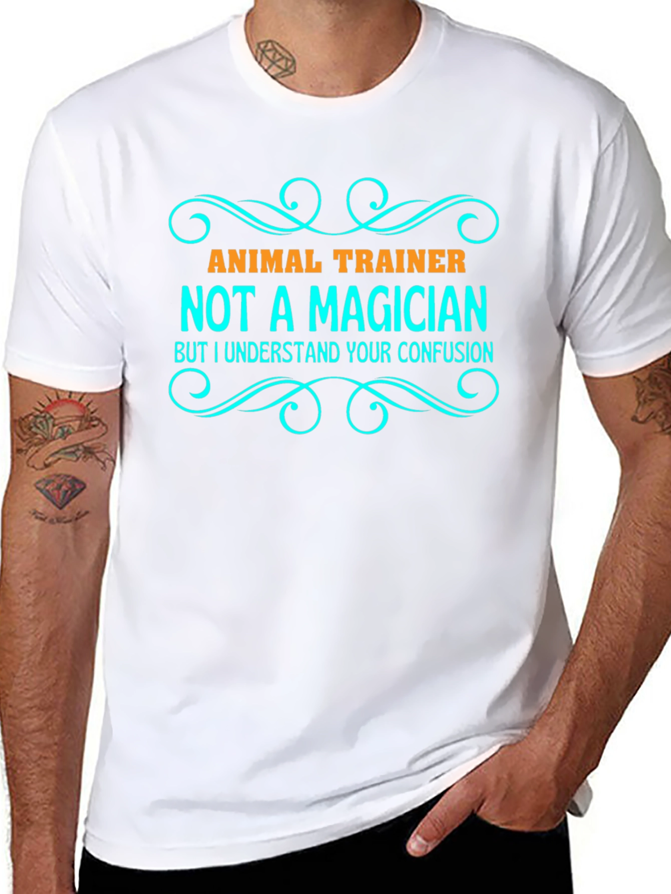 Black Animal Trainer T-Shirt - Not a Magician Funny Tee view 8