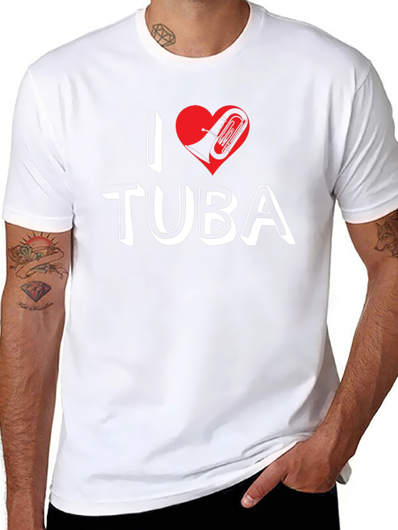 Black I Love Tuba Graphic Tee - Music Lover Shirt view 8