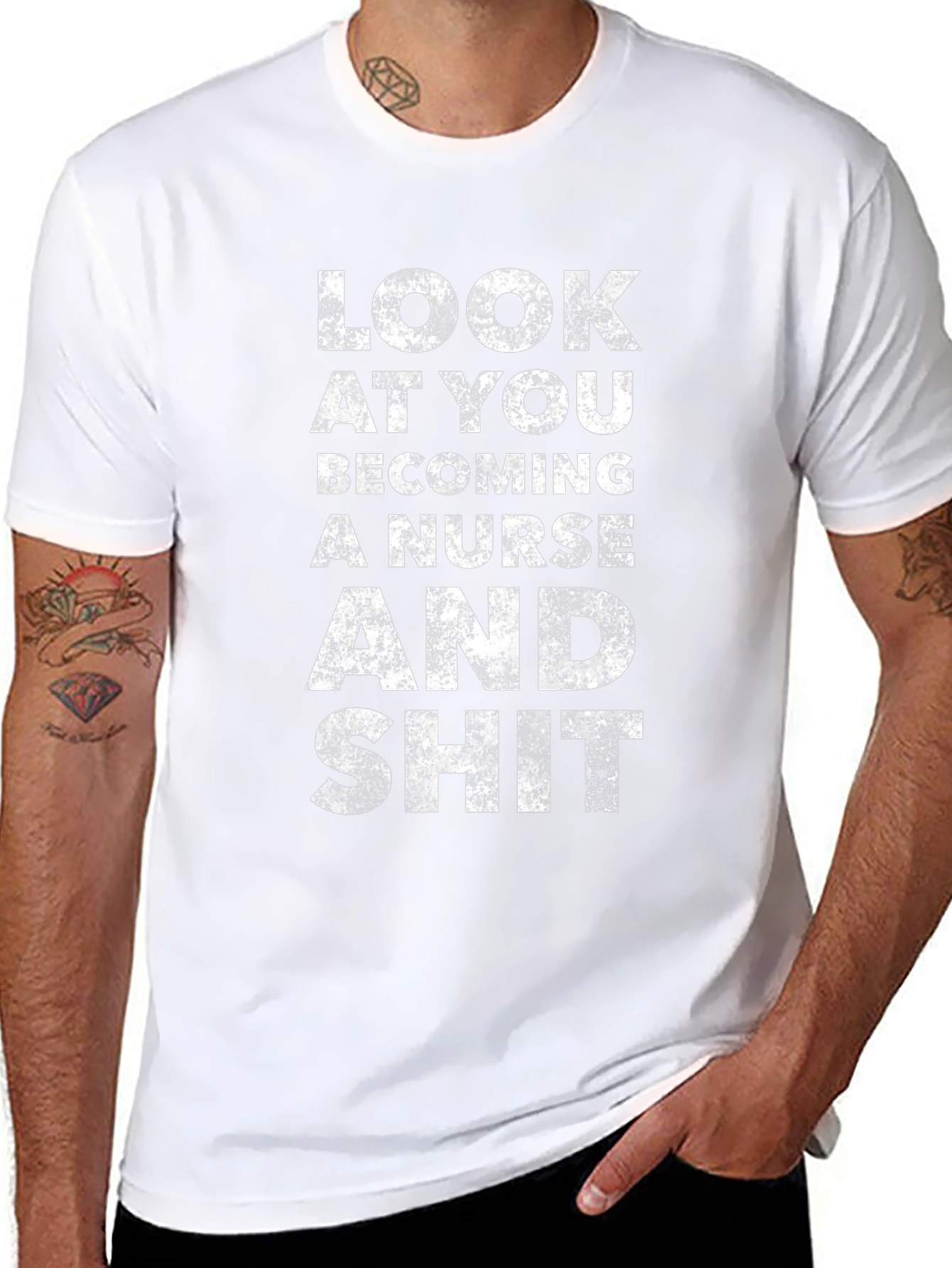 Black Funny Nurse T-Shirt - "Look At You Becoming A Nurse" view 8
