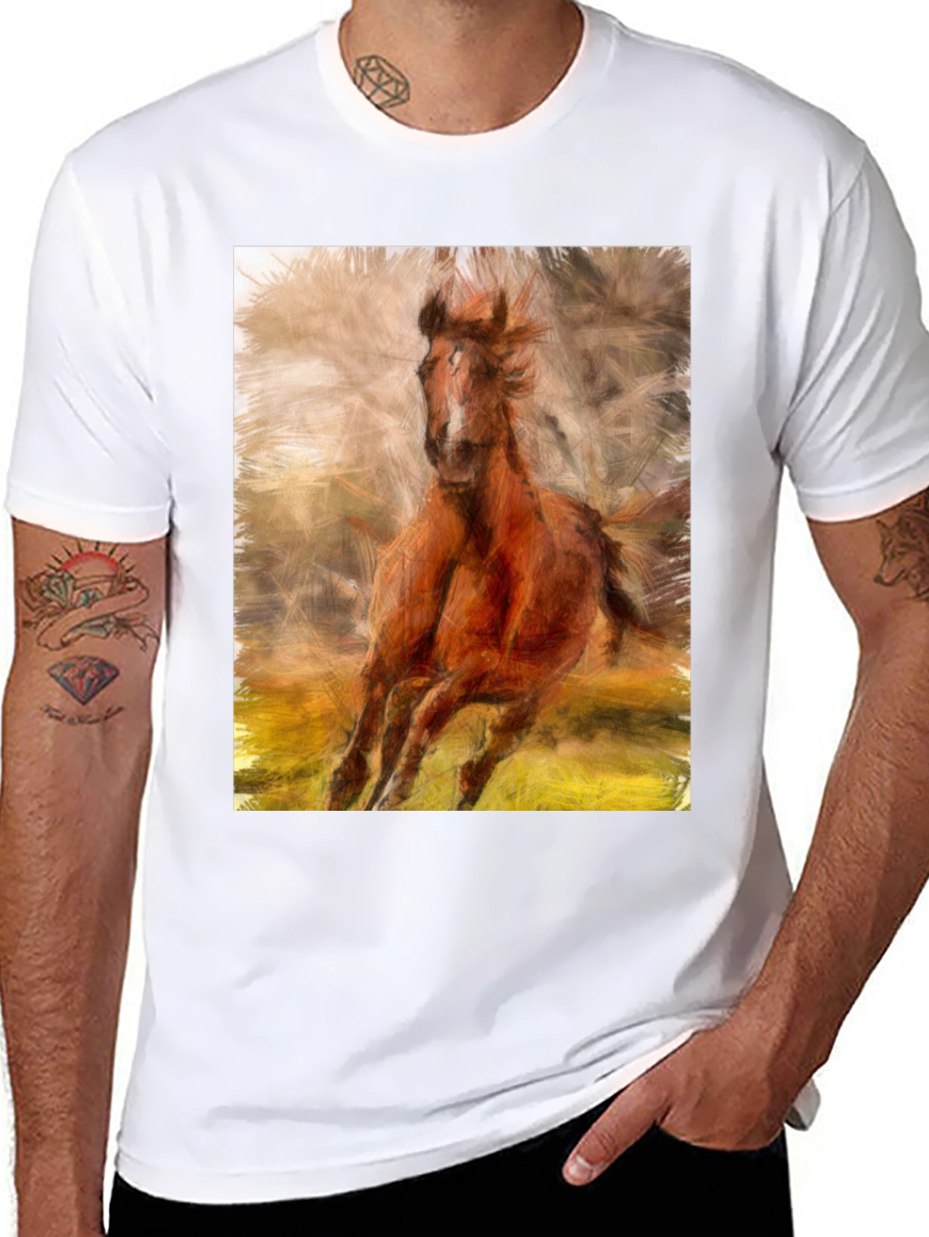 Black Horse Graphic Black T-Shirt view 8