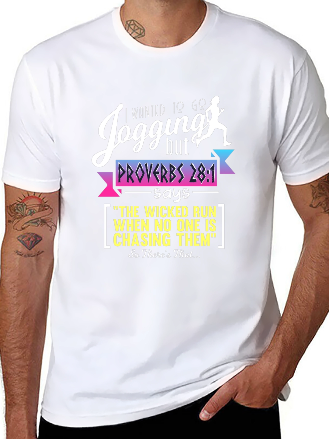 Black Jogging Proverbs Graphic T-Shirt view 8