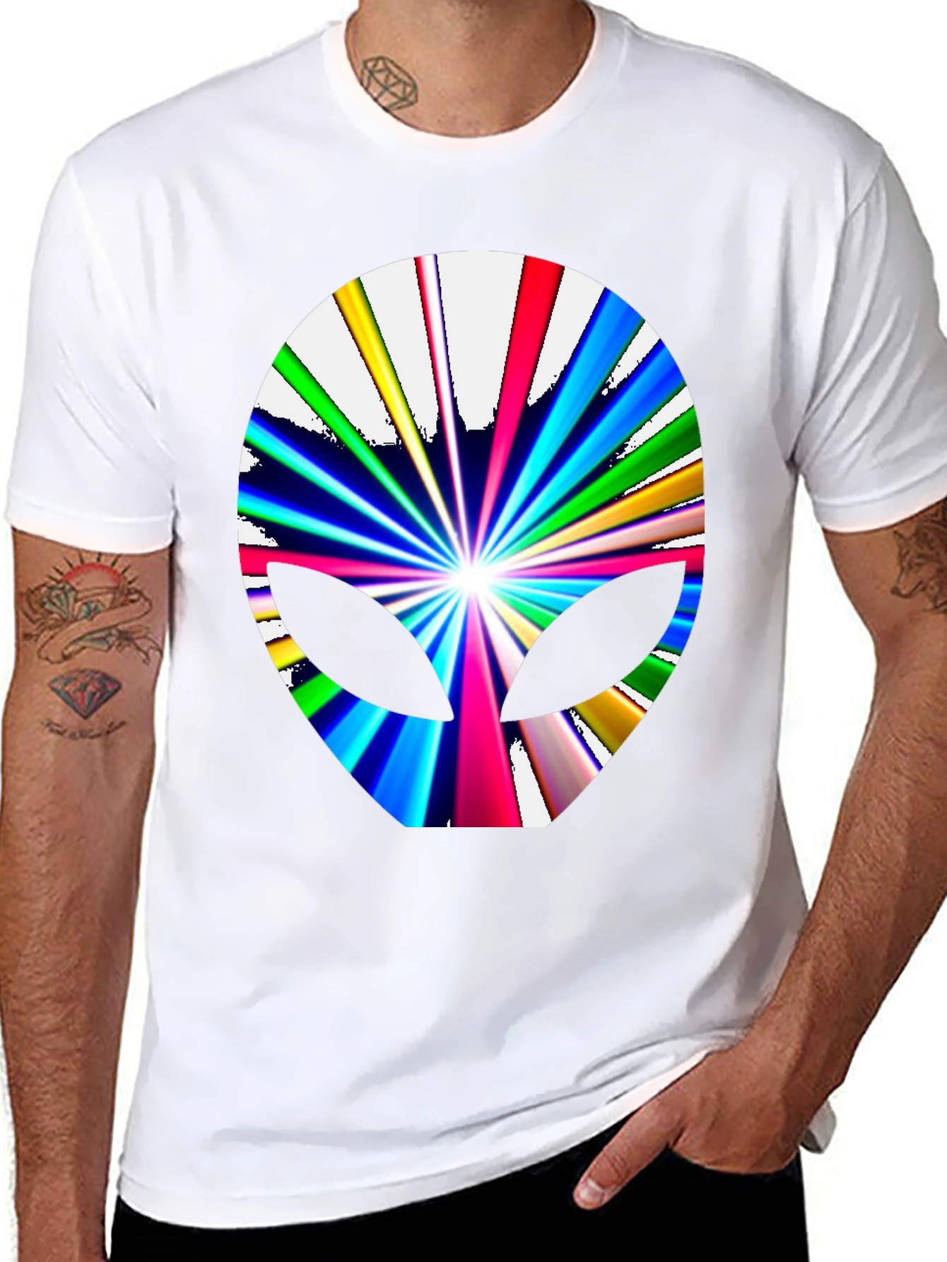 Black Retro Alien Head Graphic Tee - Black Cotton T-Shirt view 8