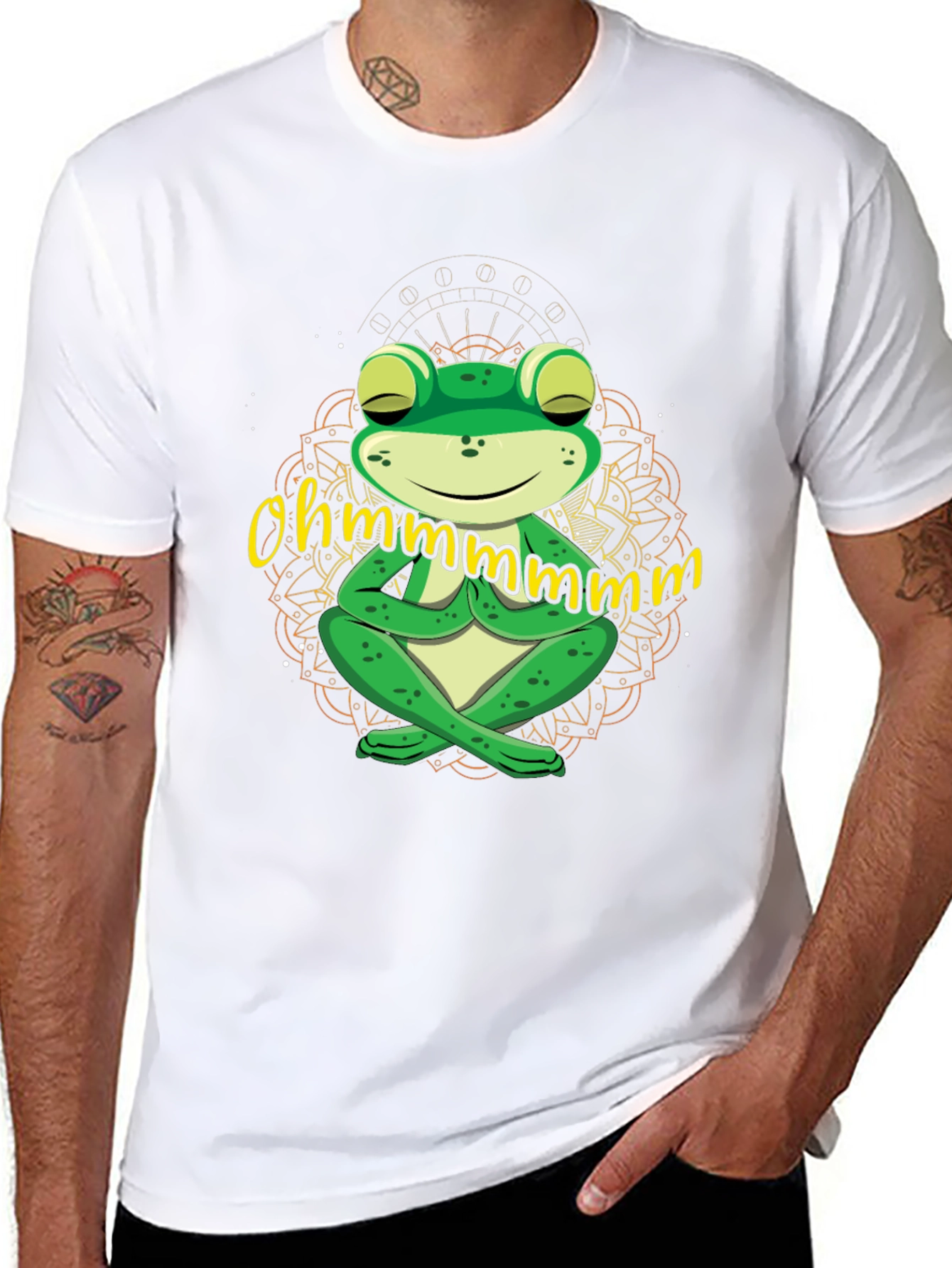 Black Ohm Frog T-Shirt - Meditating Yoga Frog Tee view 8