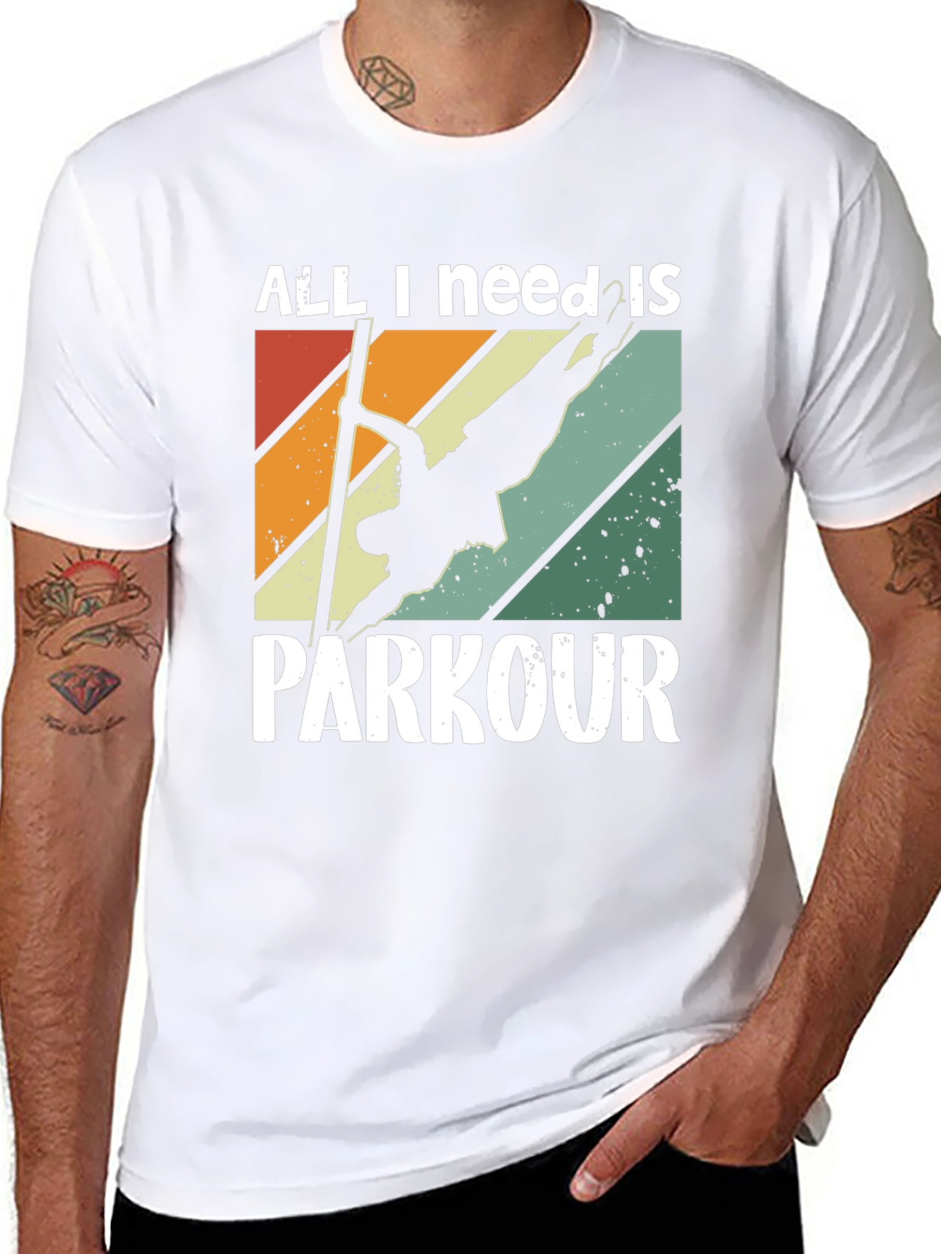 Black All I Need Is Parkour T-Shirt - Retro Style view 8