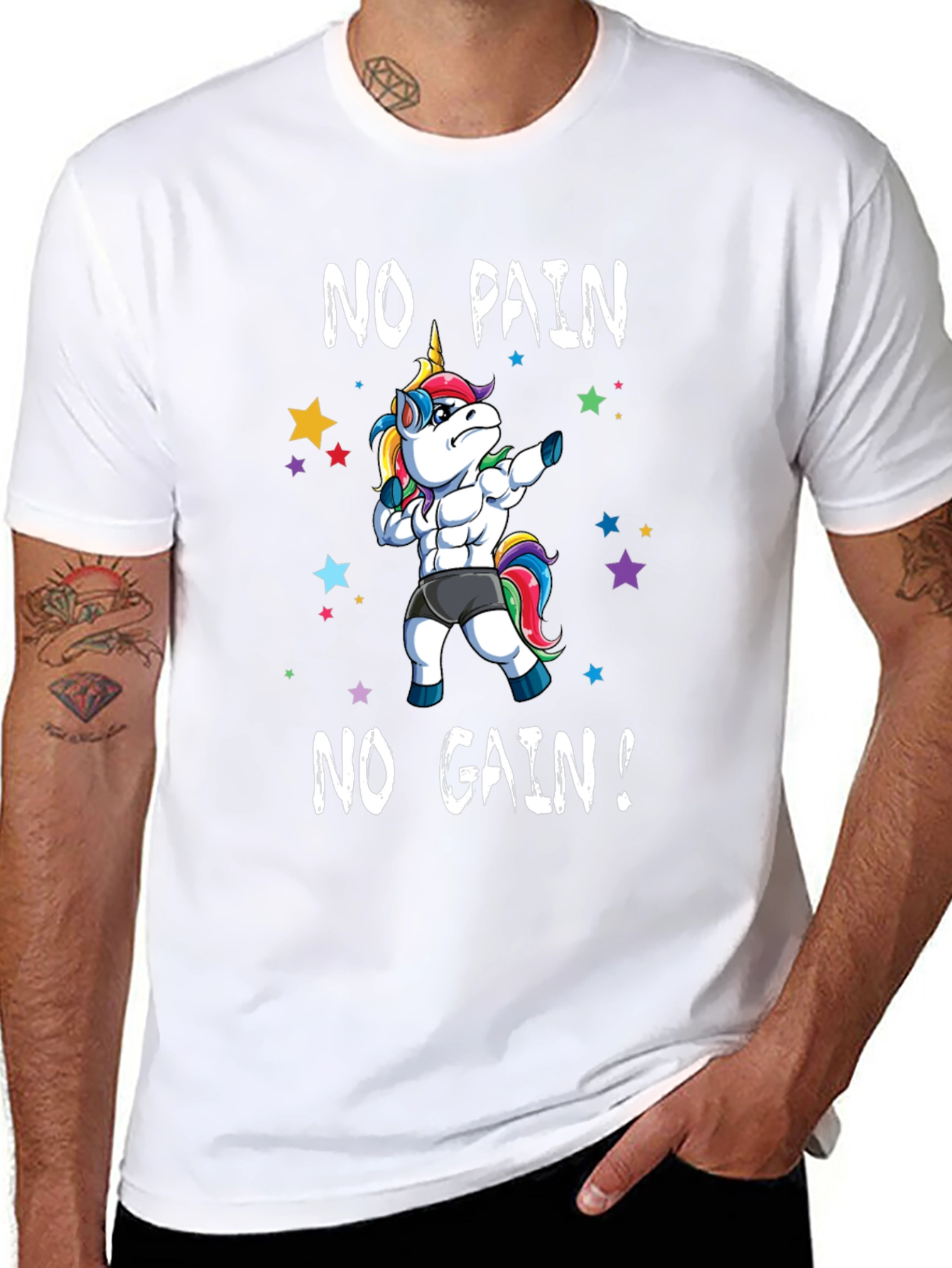 Black Unicorn Gym T-Shirt - No Pain No Gain view 8