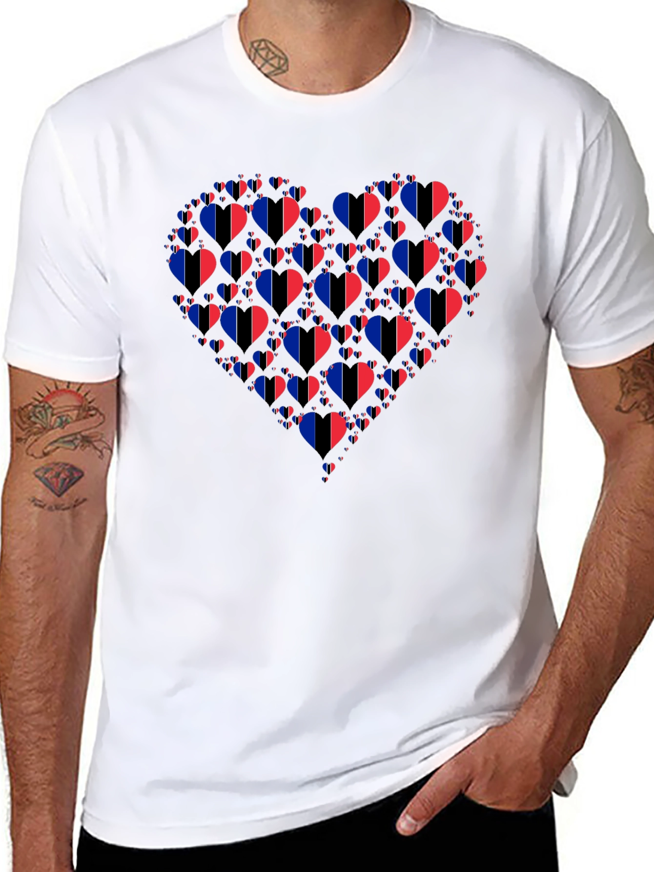 Black Heart of Flags T-Shirt - Unique Graphic Tee view 8