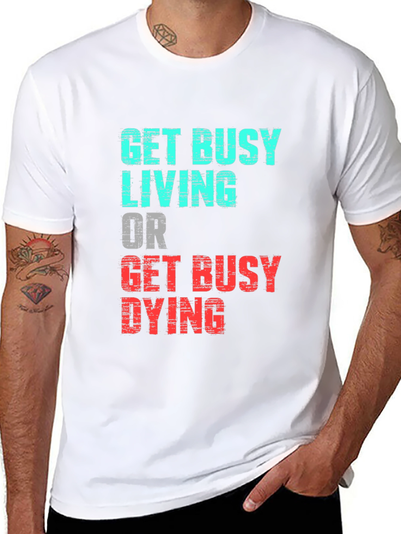 Black Get Busy Living Graphic Tee view 8