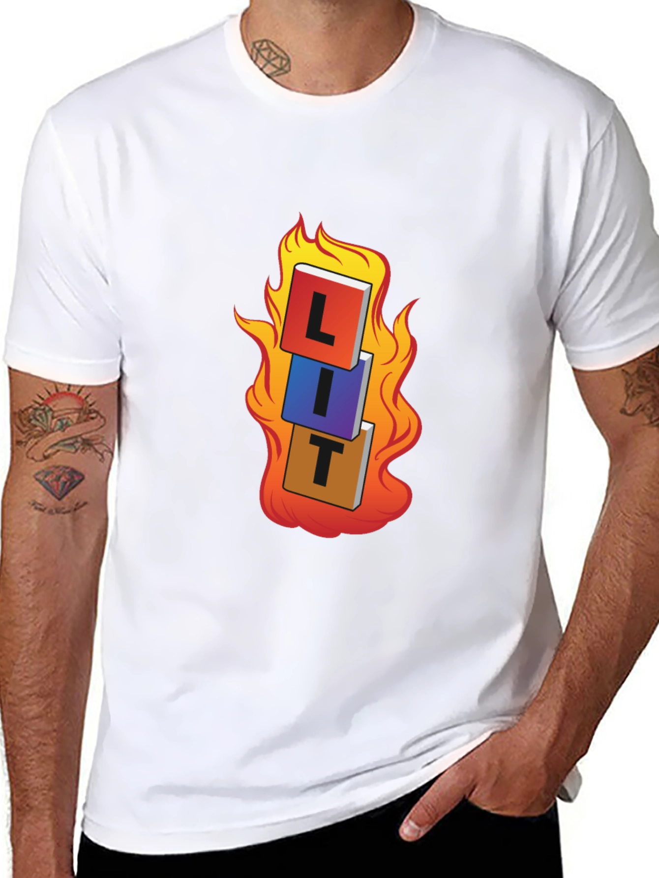 Black LIT T-Shirt - On Fire Graphic Tee view 8