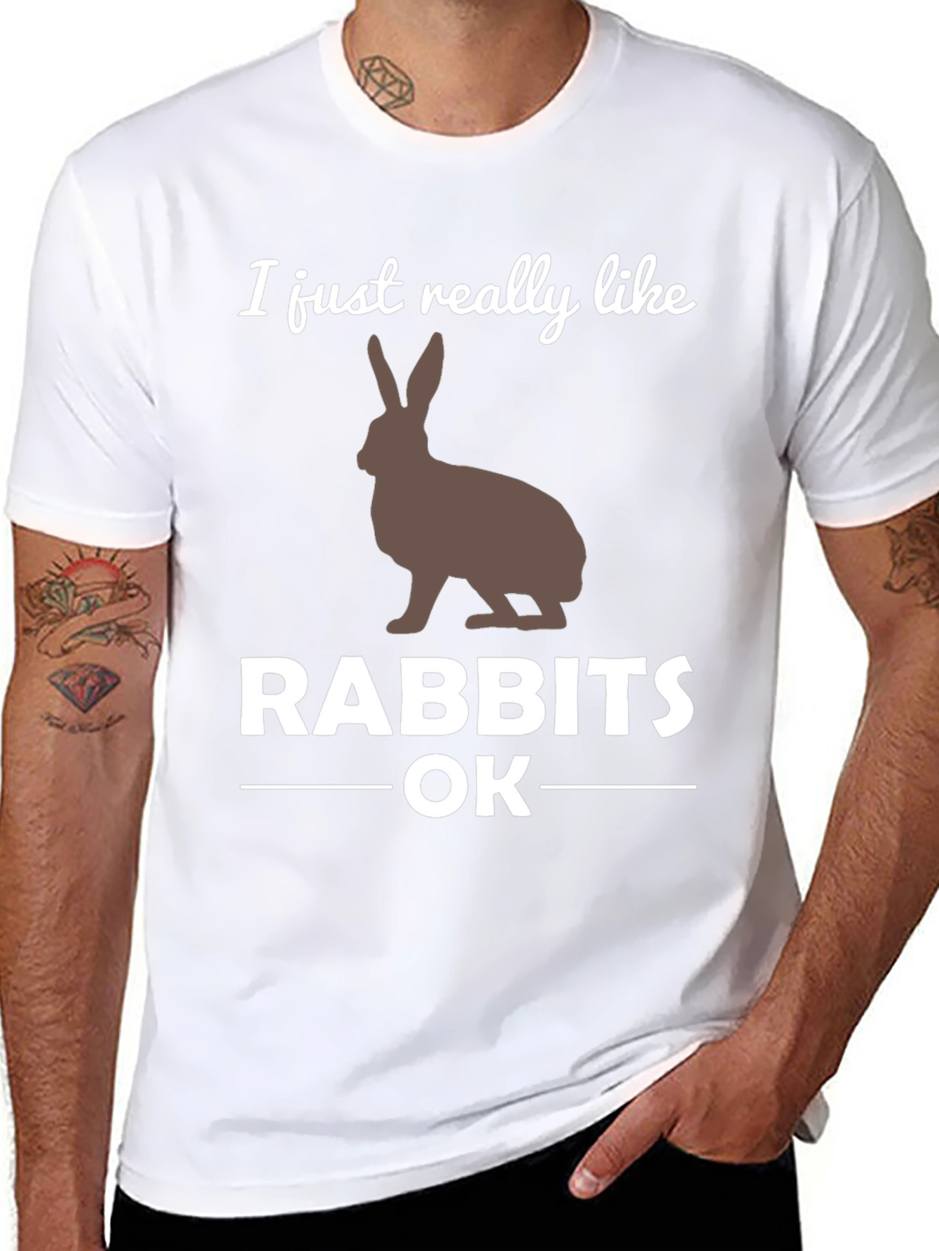 Black I Like Rabbits OK Graphic T-Shirt view 8