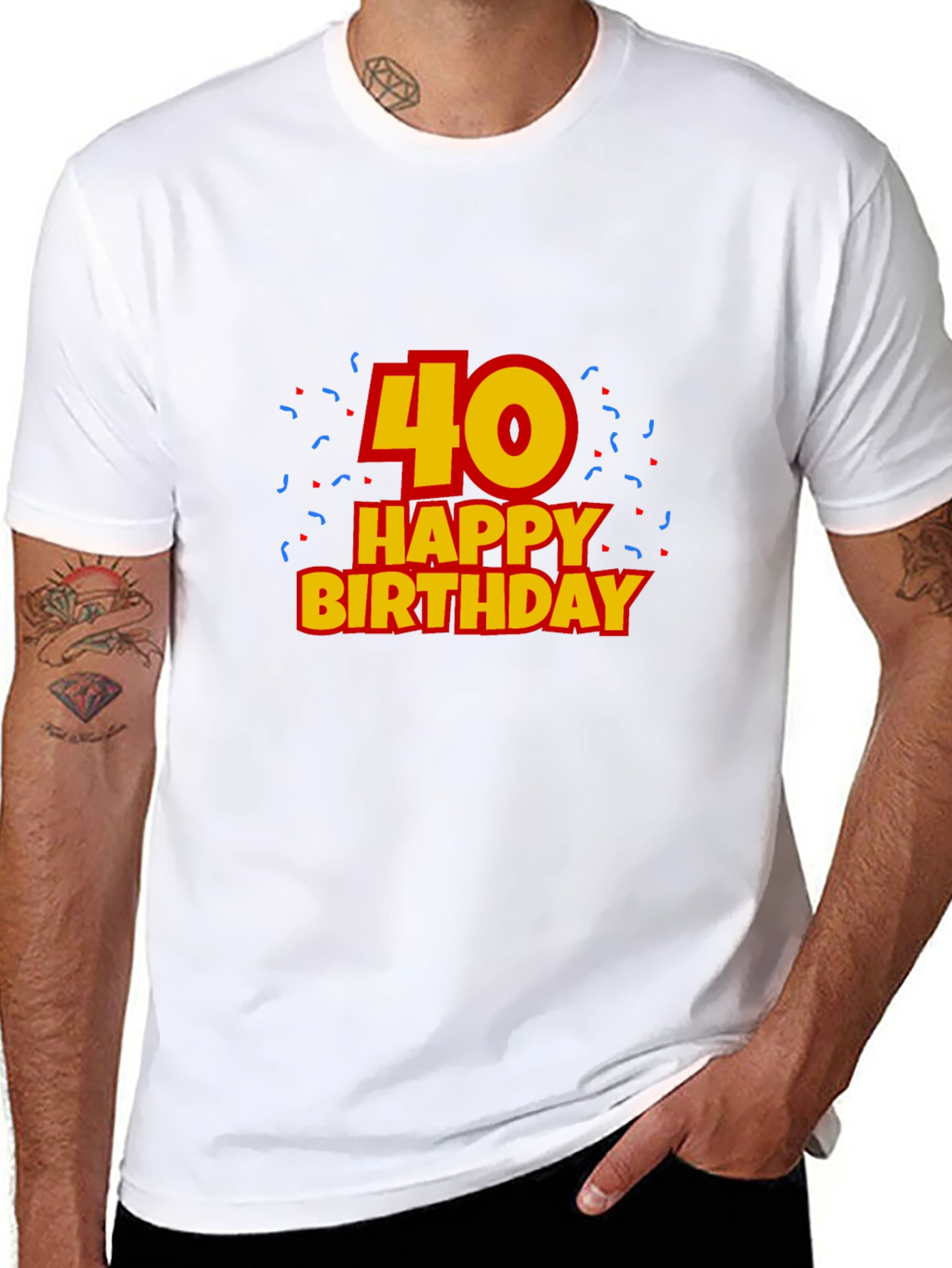 Black 40th Happy Birthday Black T-Shirt view 8