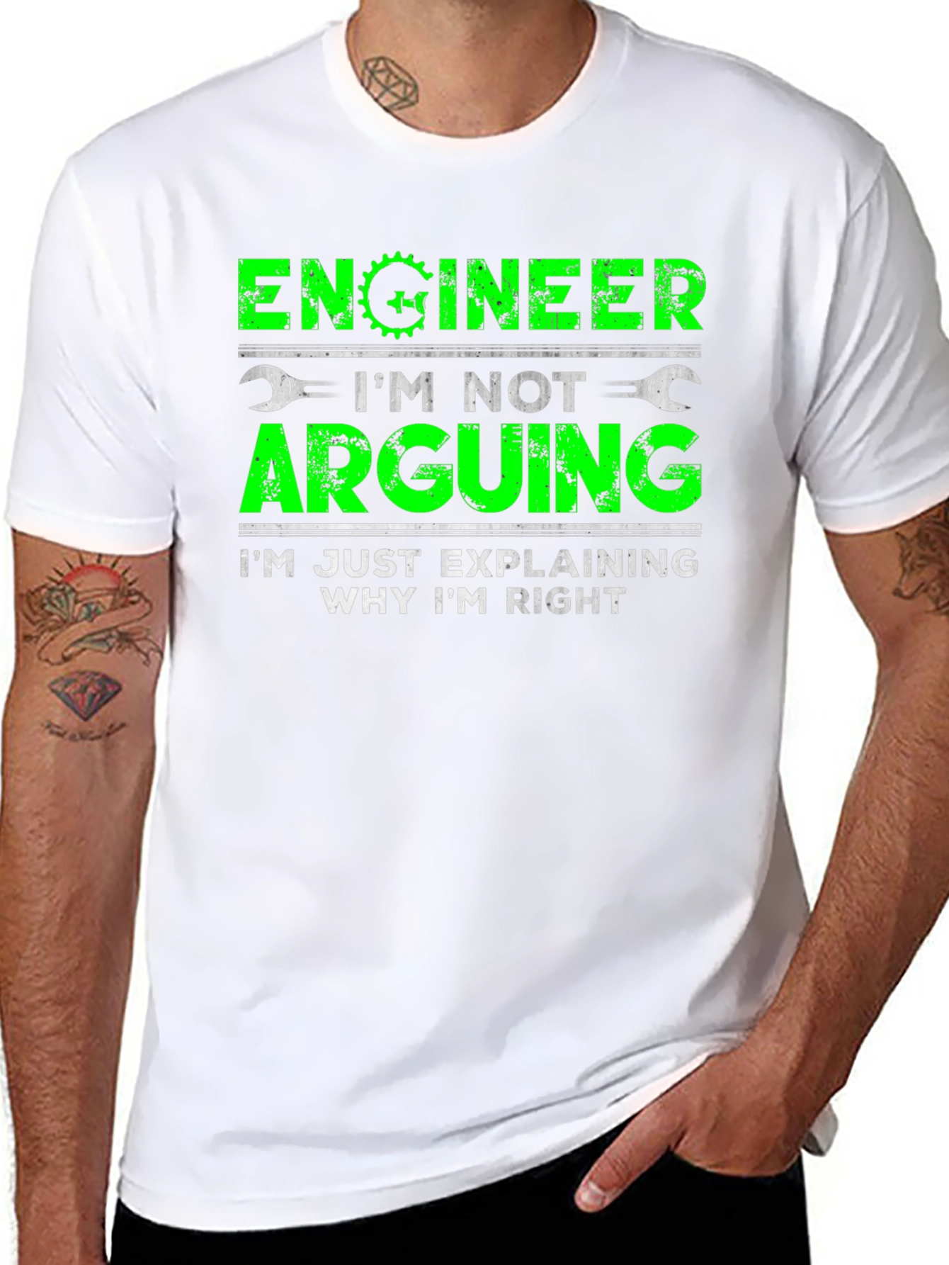 Black Engineer Arguing Funny T-Shirt view 8