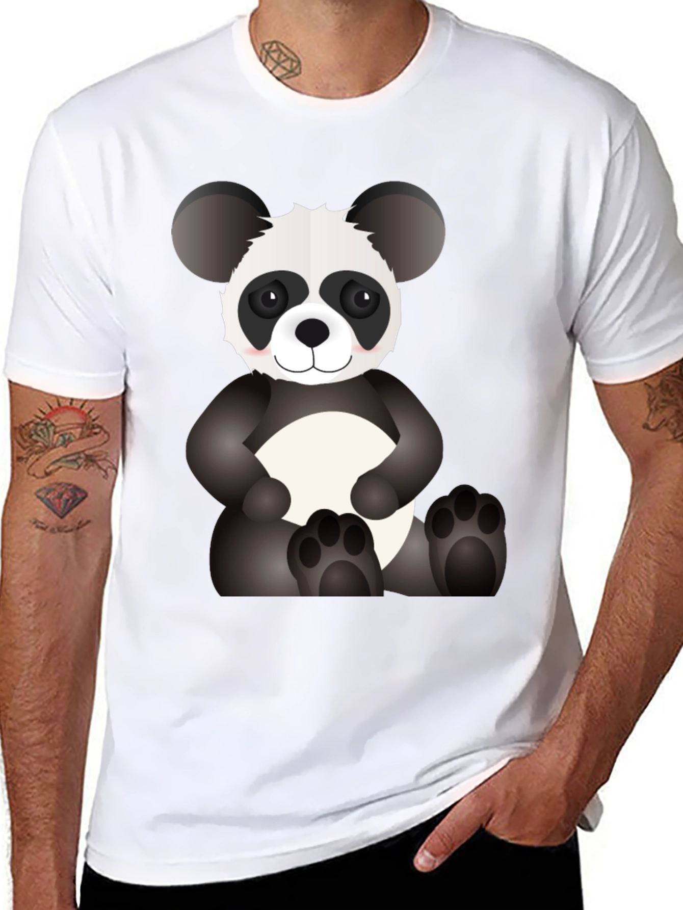 Black Cute Panda Bear Graphic T-Shirt view 8