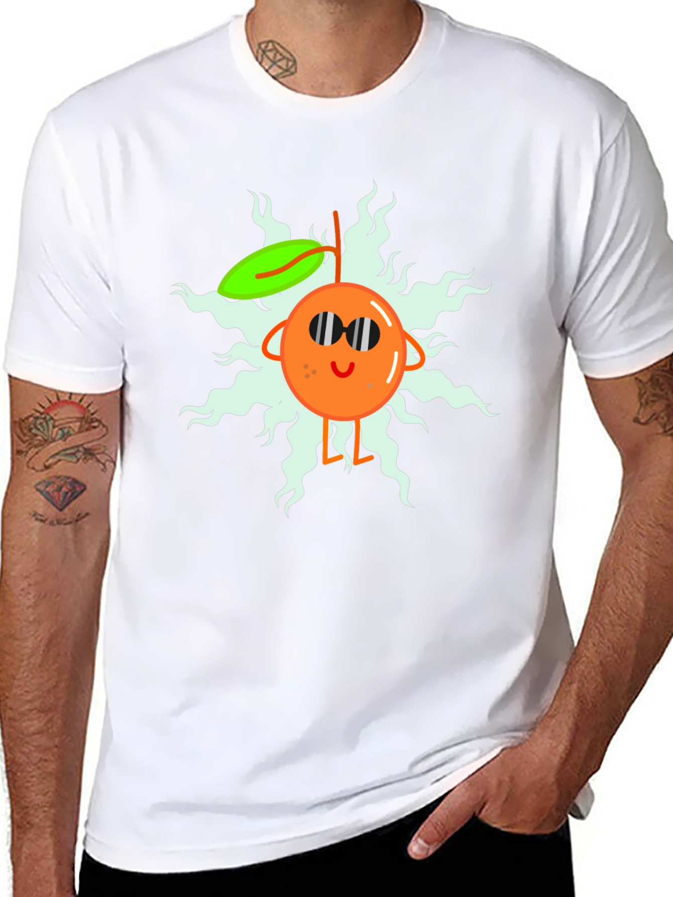 Black Cool Orange Cartoon T-Shirt view 8