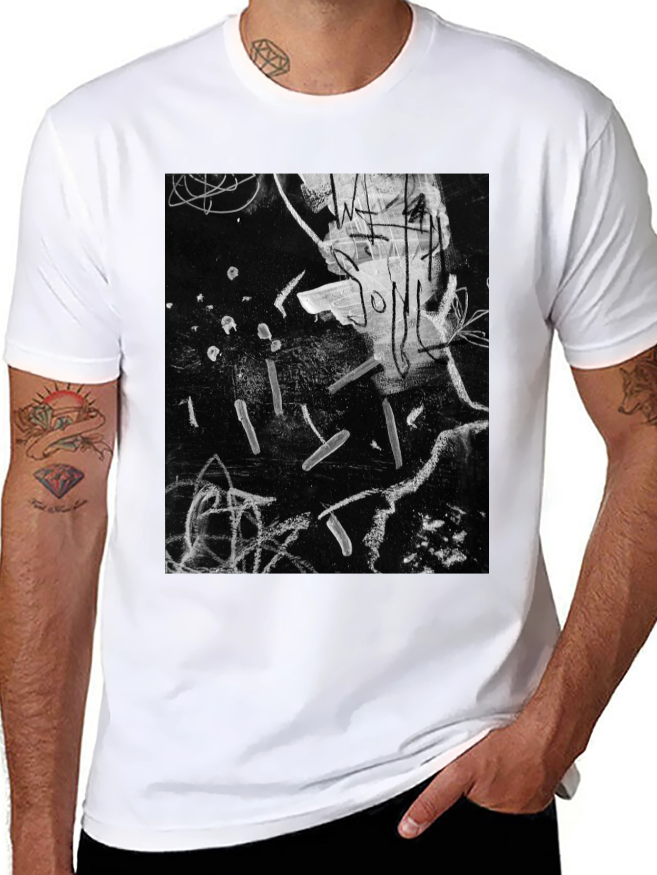 Black Abstract Art Black T-Shirt view 8