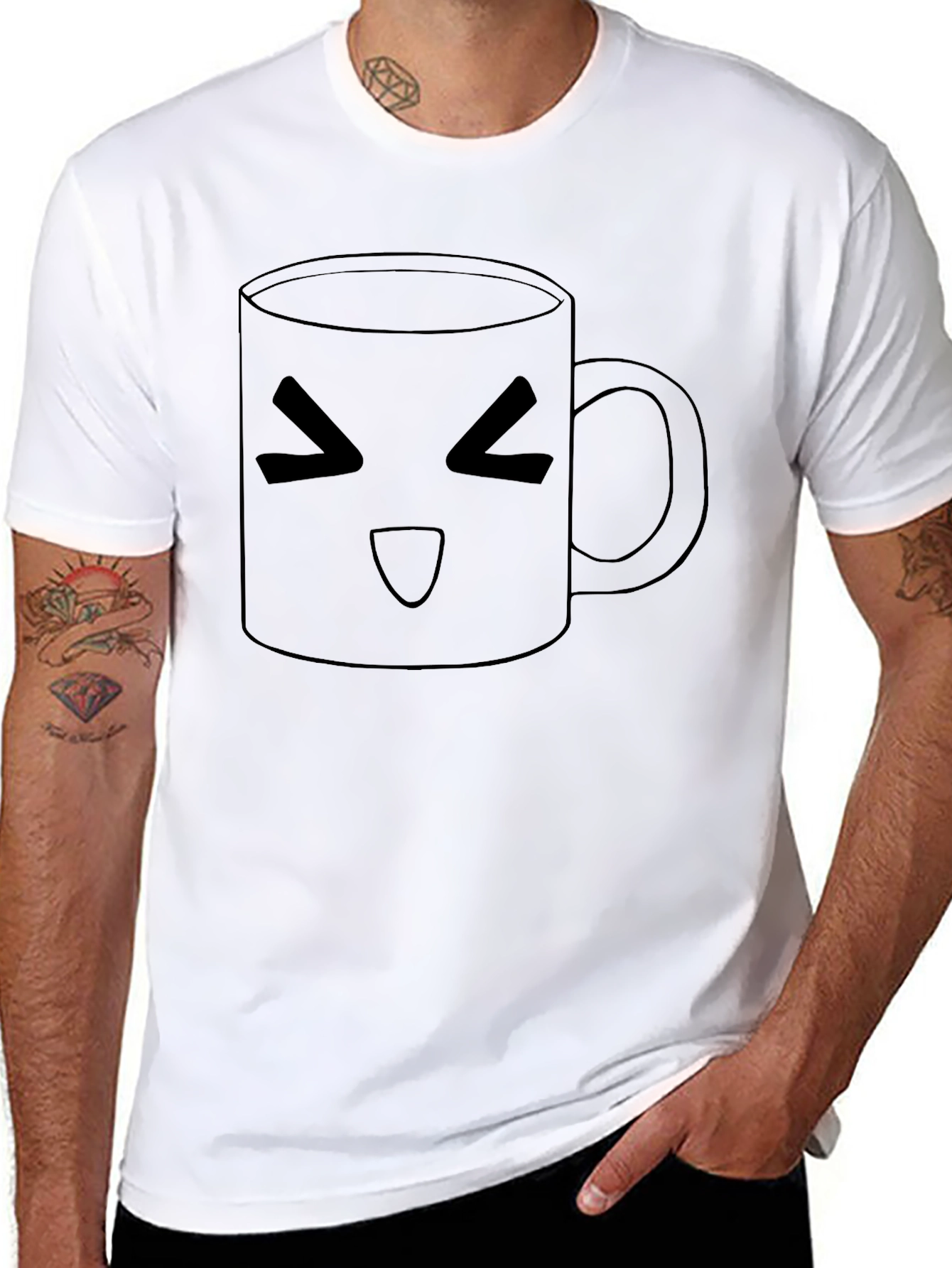 Black Kawaii Coffee Mug Graphic Tee - Black view 8