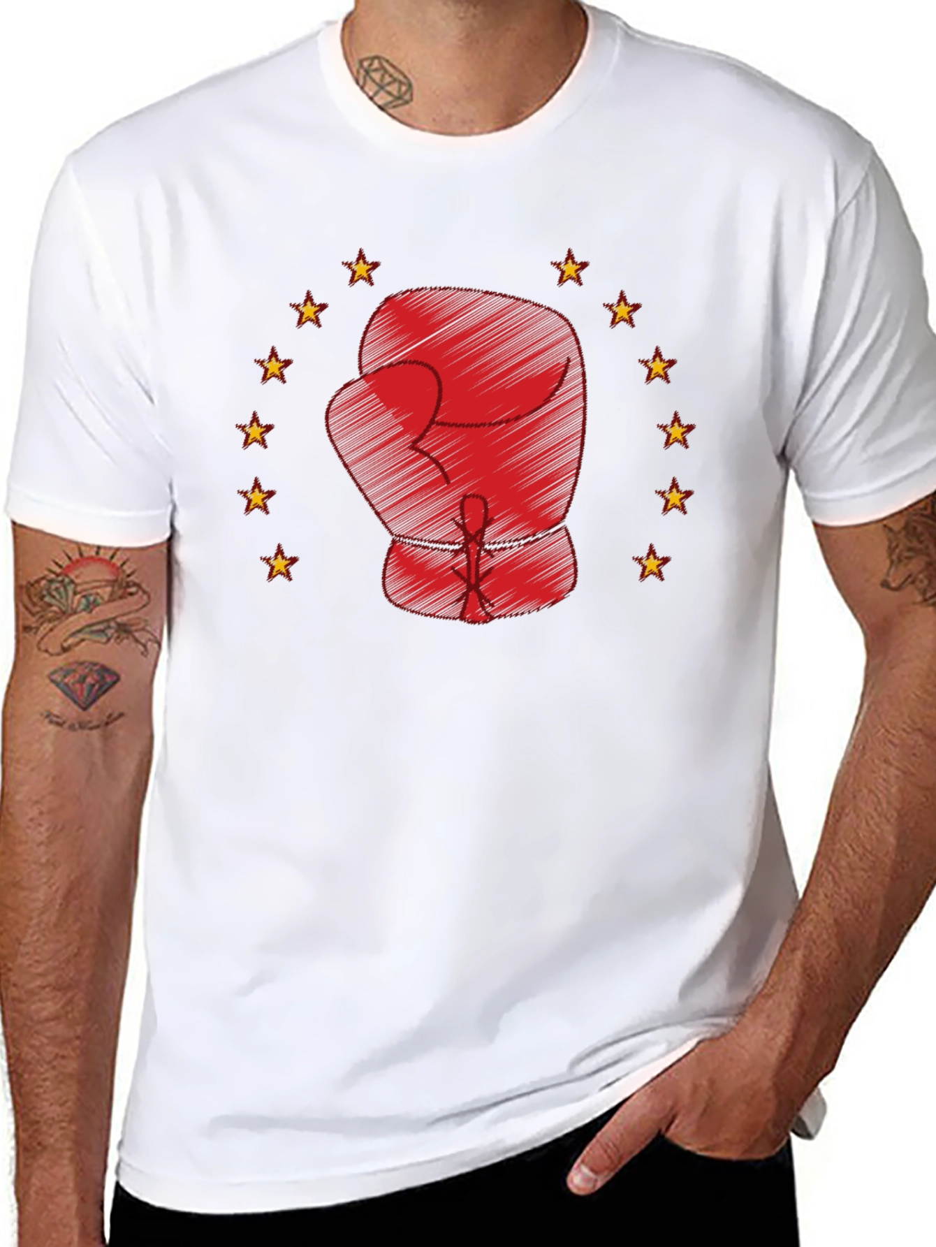 Black Boxing Glove Star T-Shirt - Graphic Tee view 8