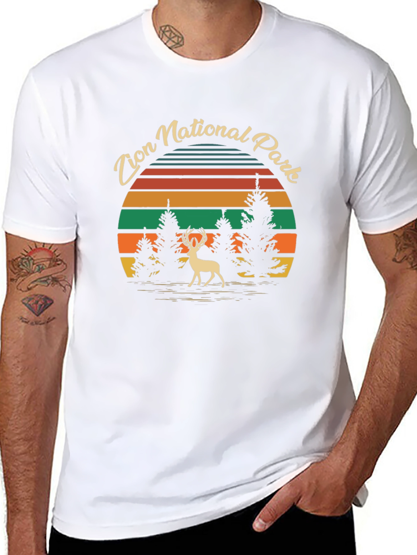 Black Zion National Park Deer Graphic Tee - Black view 8