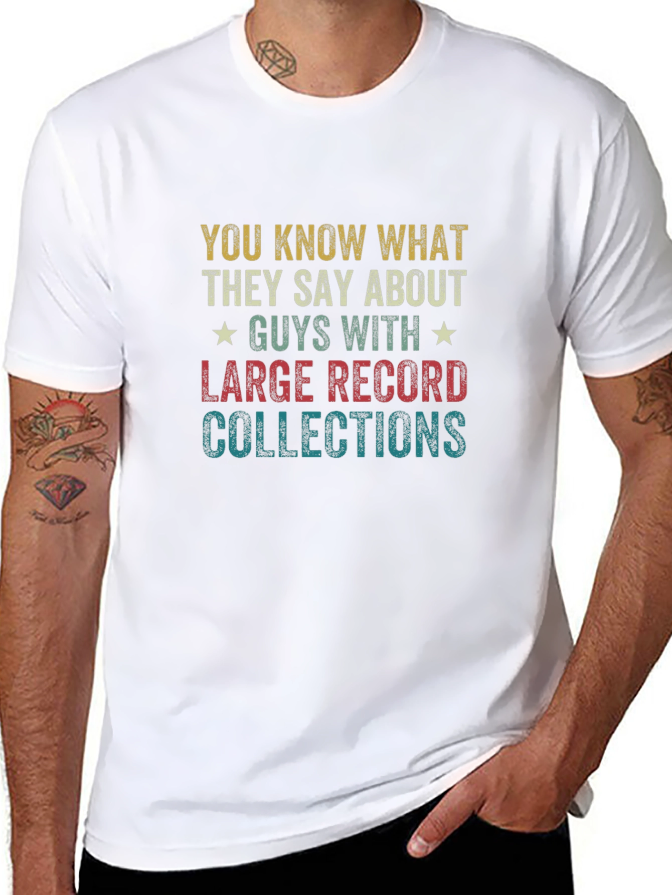 Black Vinyl Record Collector T-Shirt - Guys With Large Collections view 8