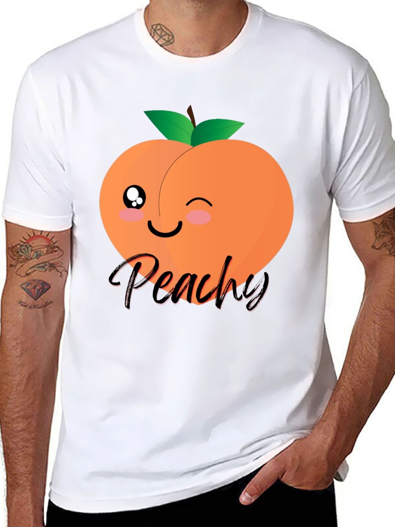 Black Cute Peachy Graphic T-Shirt - Unisex Black Tee view 8