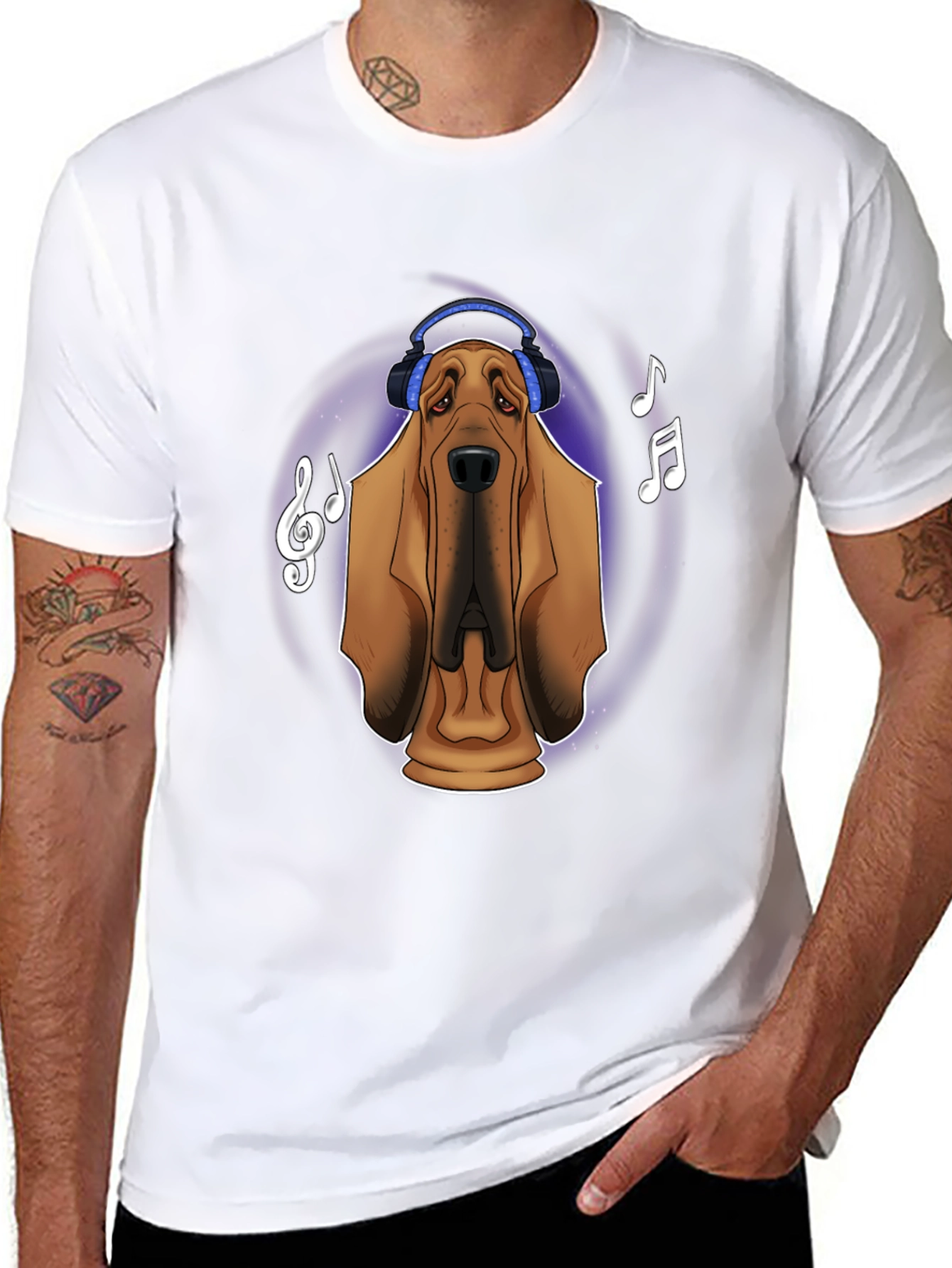 Black Dog with Headphones Graphic T-Shirt view 8