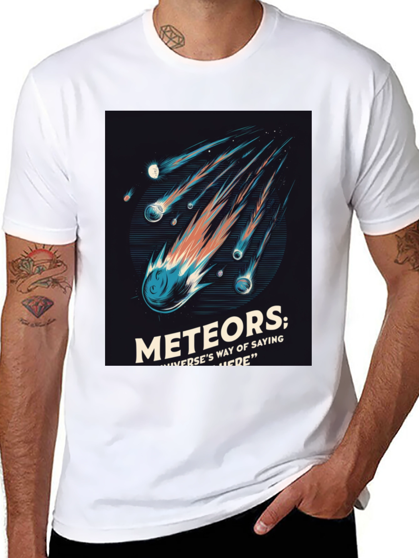 Black Meteor Shower Graphic Tee - Space Lover T-Shirt view 8