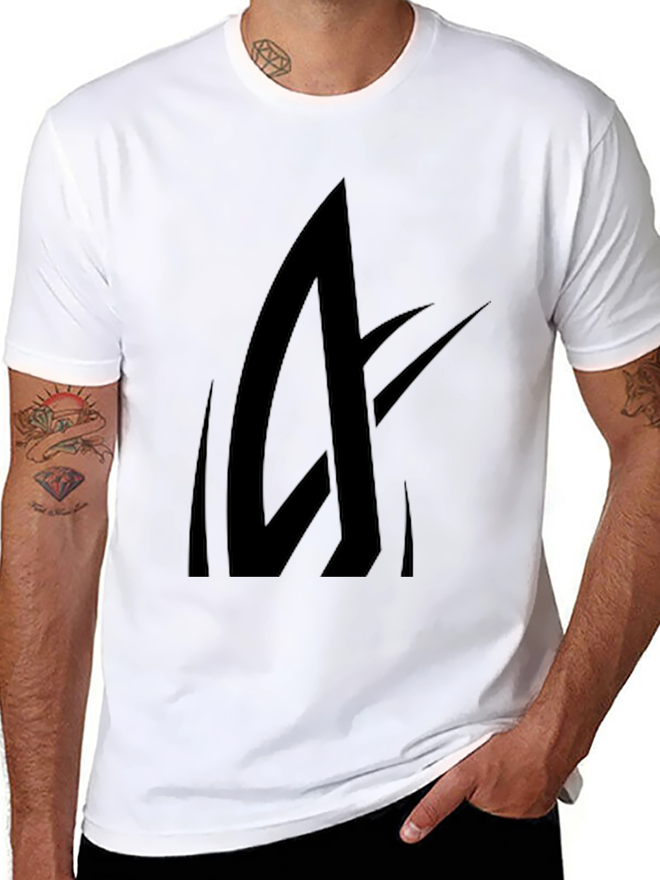 Black Men's Black Graphic Tee - Abstract Design view 8