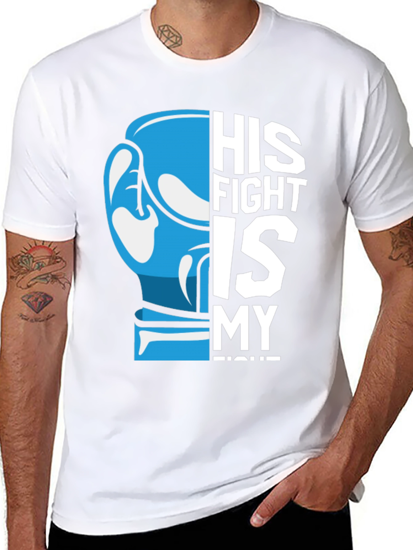 Black His Fight is My Fight T-Shirt - Support Awareness view 8