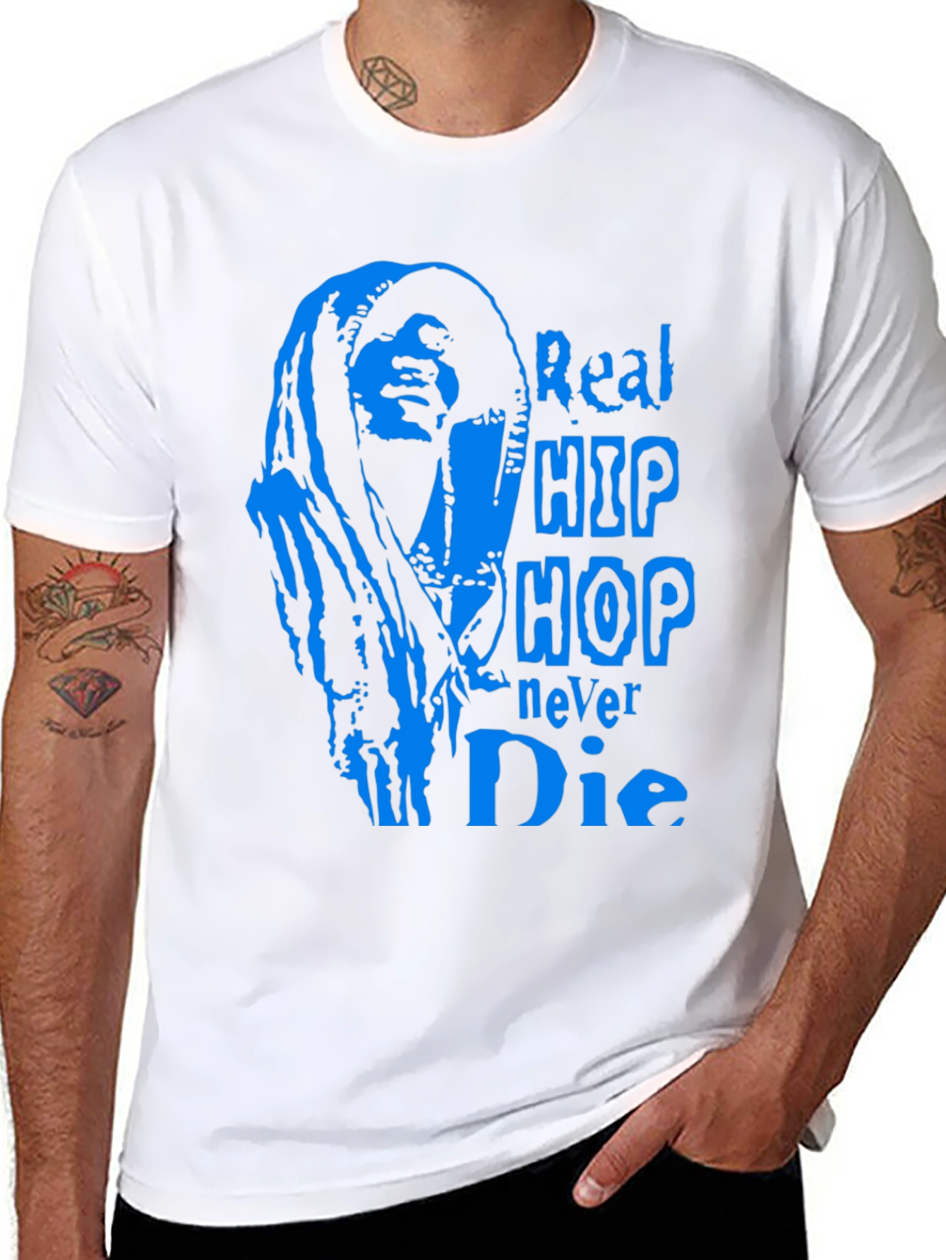 Black Real Hip Hop Never Die T-Shirt view 8