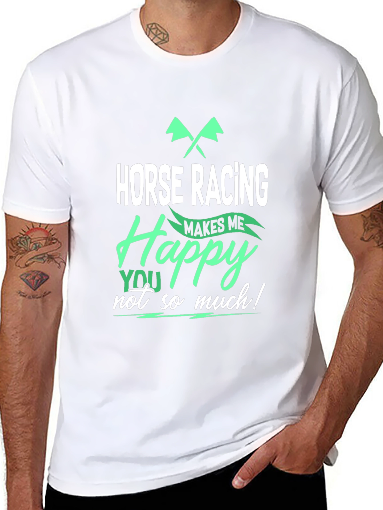 Black Horse Racing Makes Me Happy T-Shirt view 8