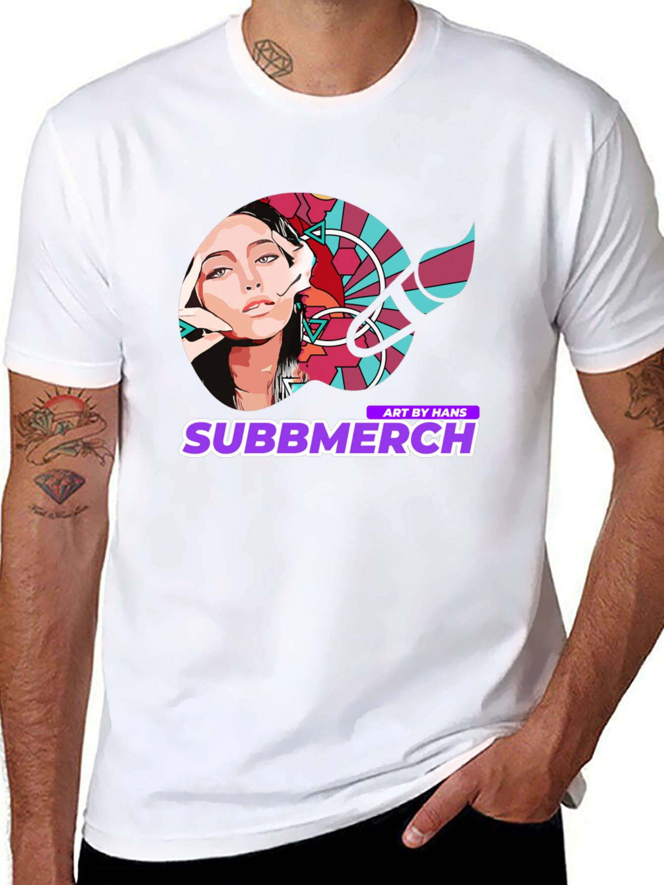 Black Subbmerch Art by Hans Black Graphic Tee view 8