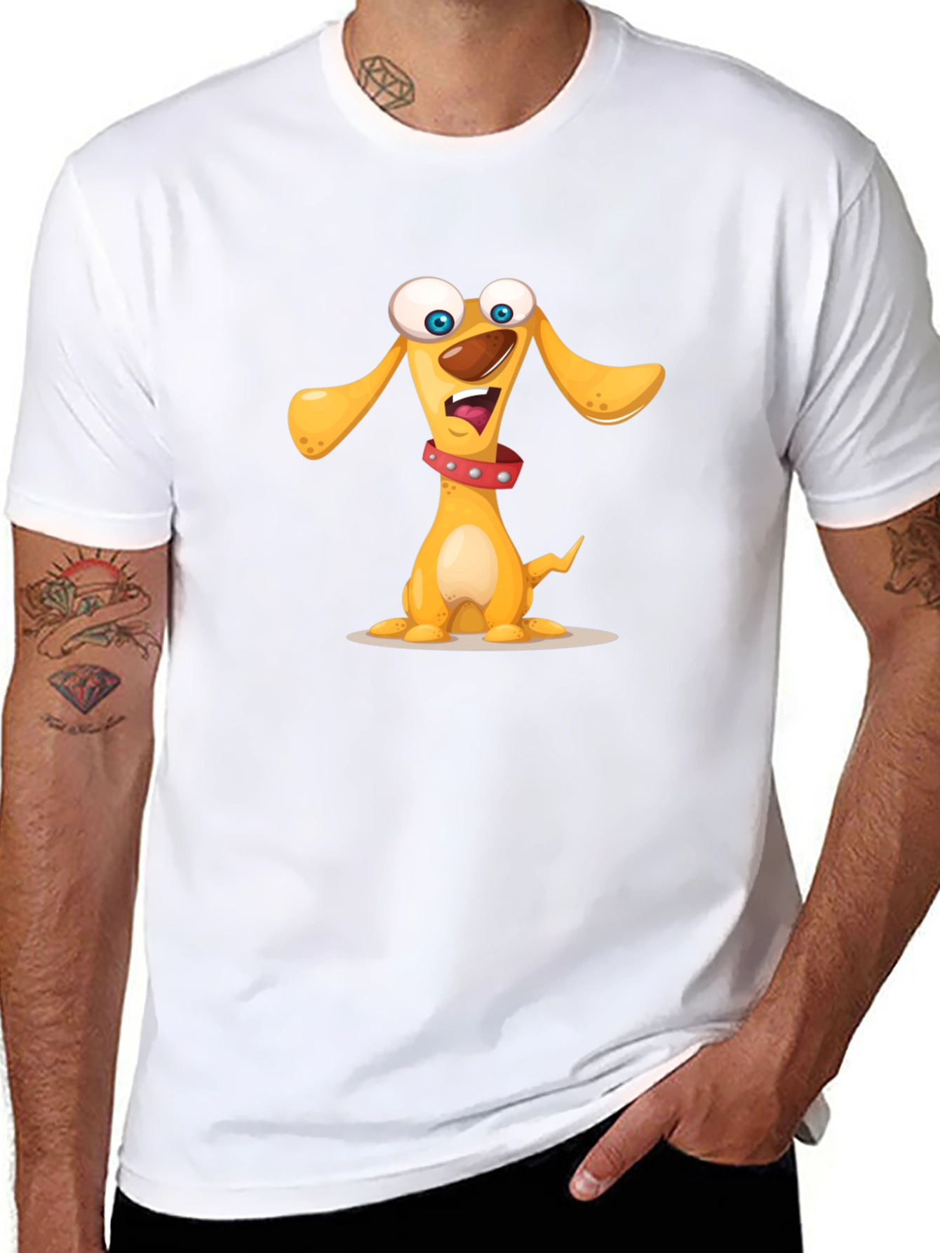 Black Cartoon Dog Graphic Black T-Shirt view 8