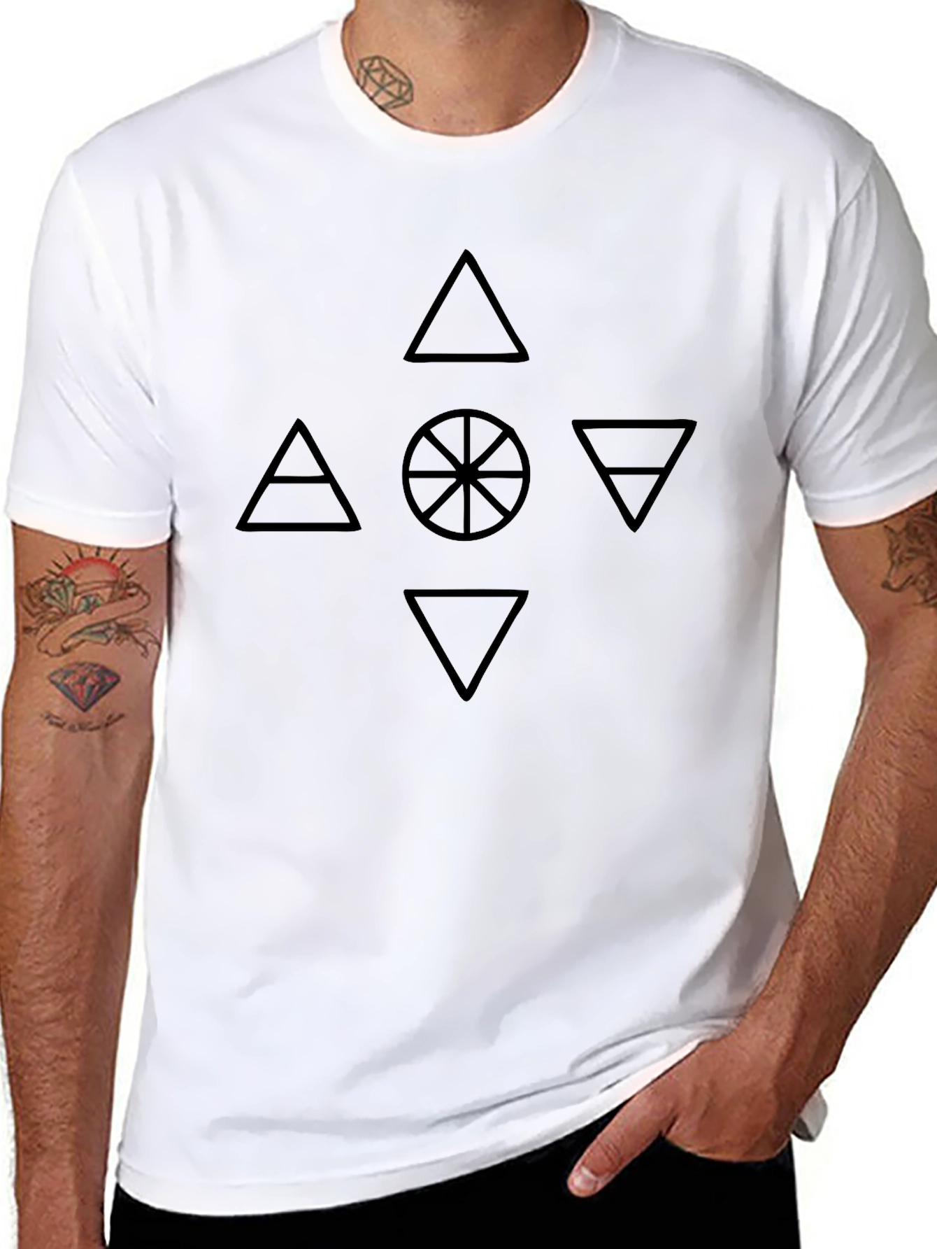 Black Elemental Symbol Graphic Tee - Black Cotton T-Shirt view 8