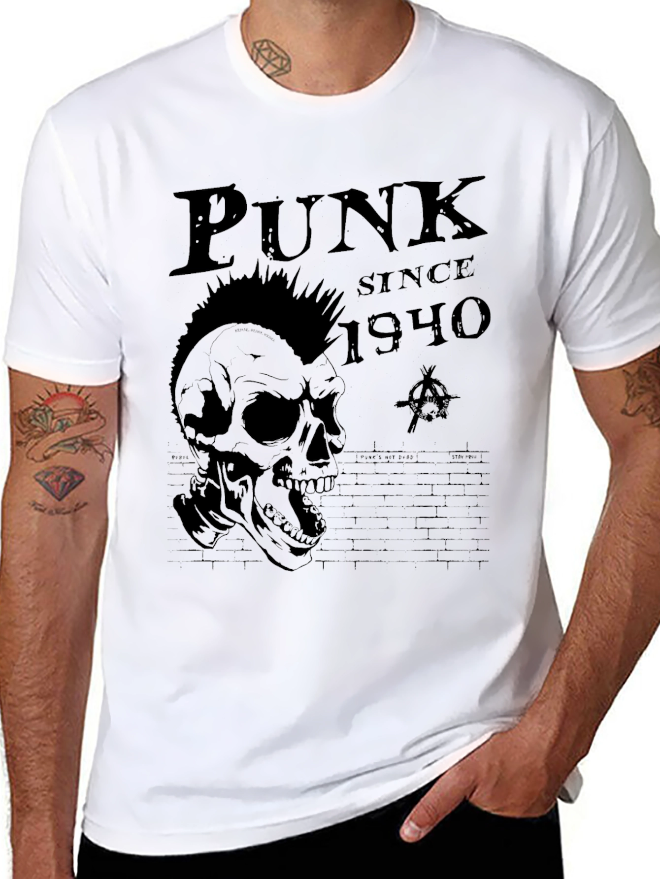 Black Punk Since 1940 Skull Graphic T-Shirt view 8