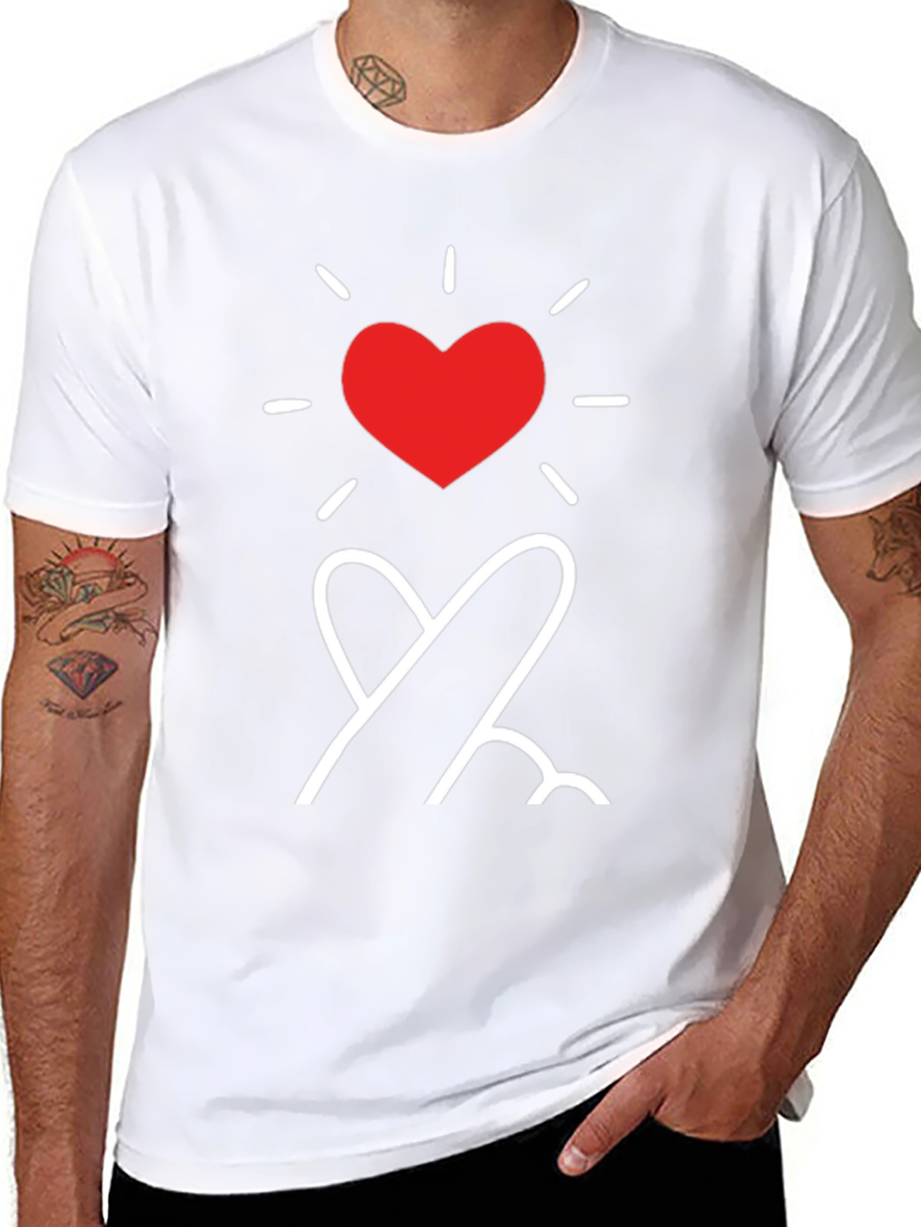 Black Heart Fingers T-Shirt - Stylish Korean Love Sign Tee view 8