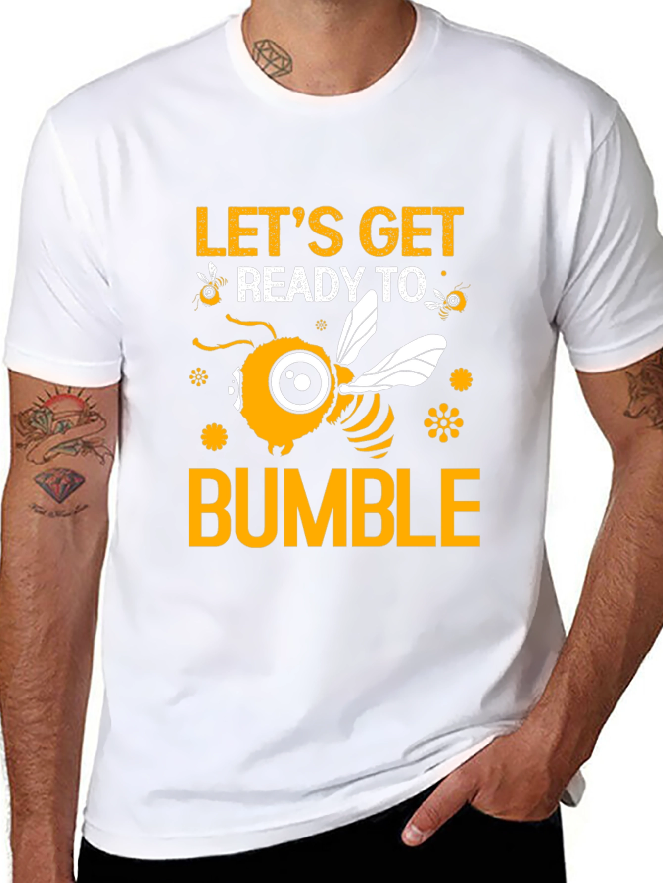 Black Let's Get Ready to Bumble Funny Bee T-Shirt view 8