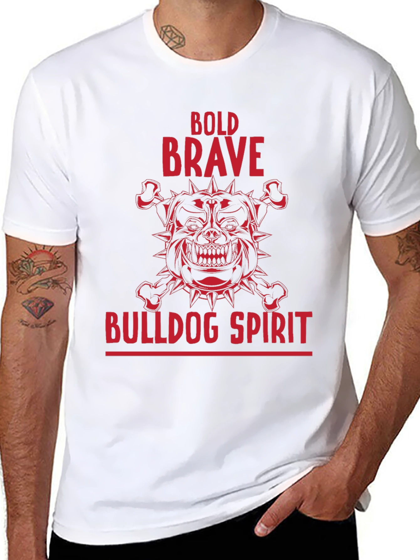 Black Bold Brave Bulldog Spirit Graphic T-Shirt view 8