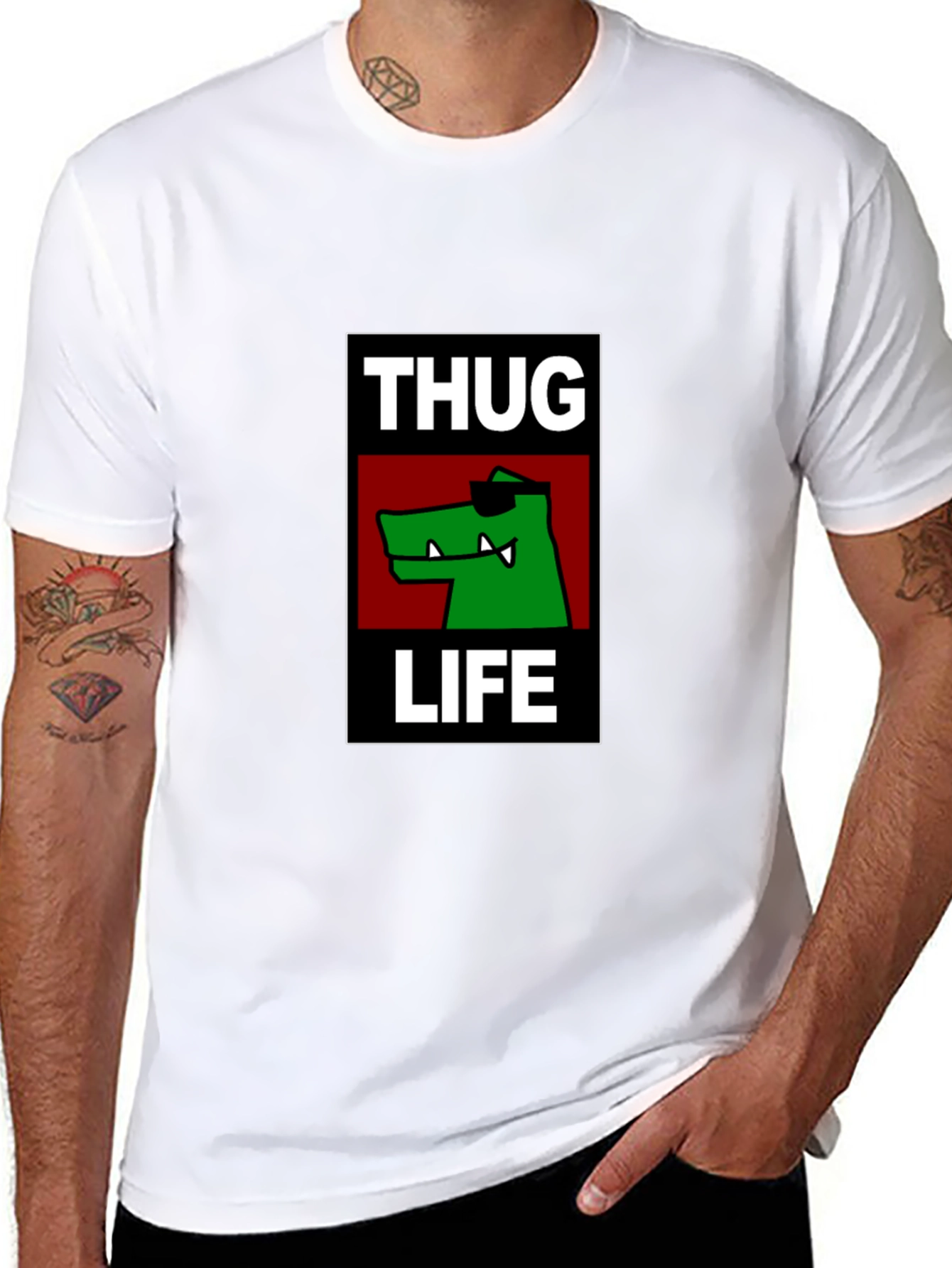 Black Thug Life Alligator Graphic Black T-Shirt view 8