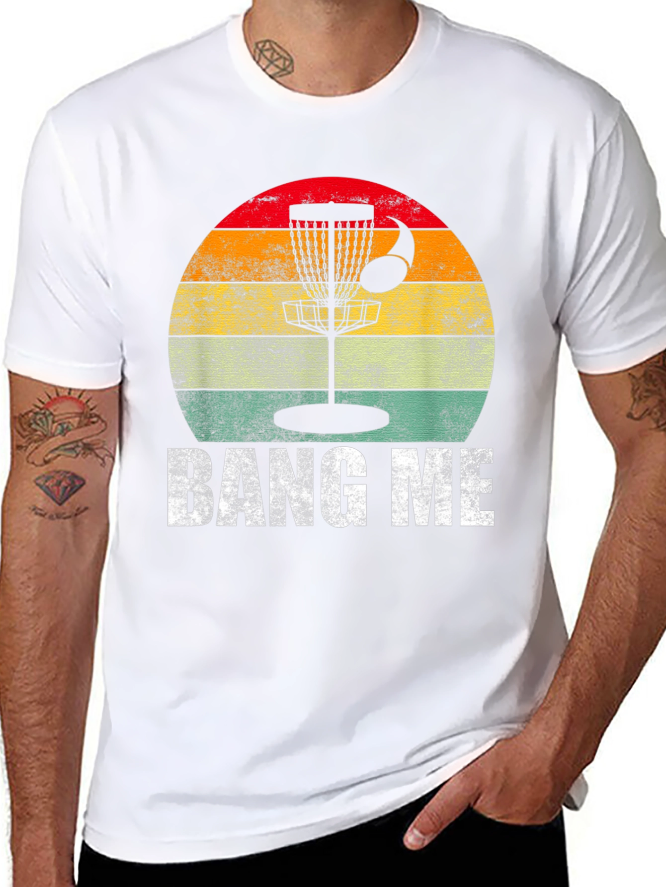 Black Bang Me Disc Golf T-Shirt - Sunset Basket Tee view 8