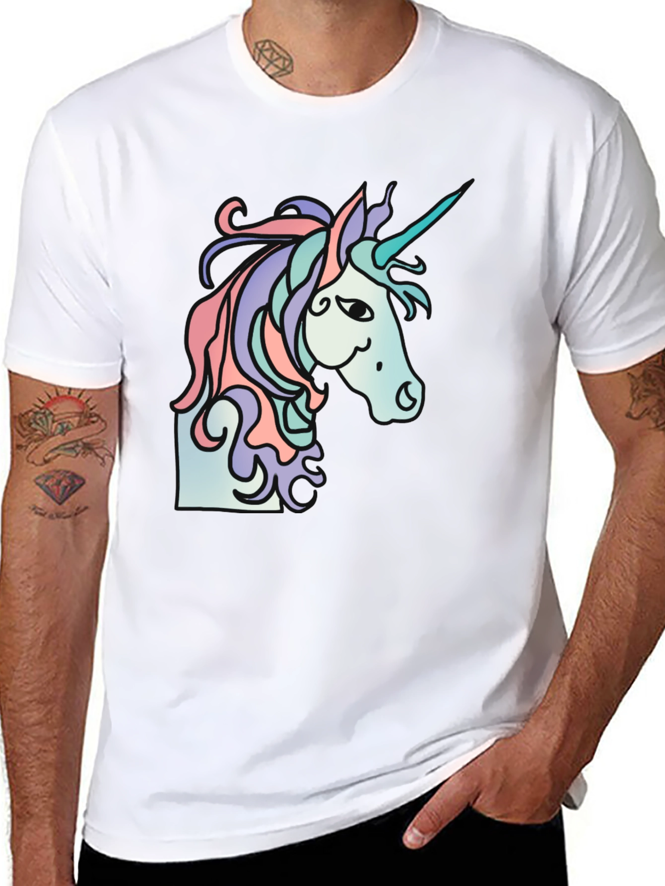 Black Unicorn Graphic Tee - Black Casual T-Shirt view 8