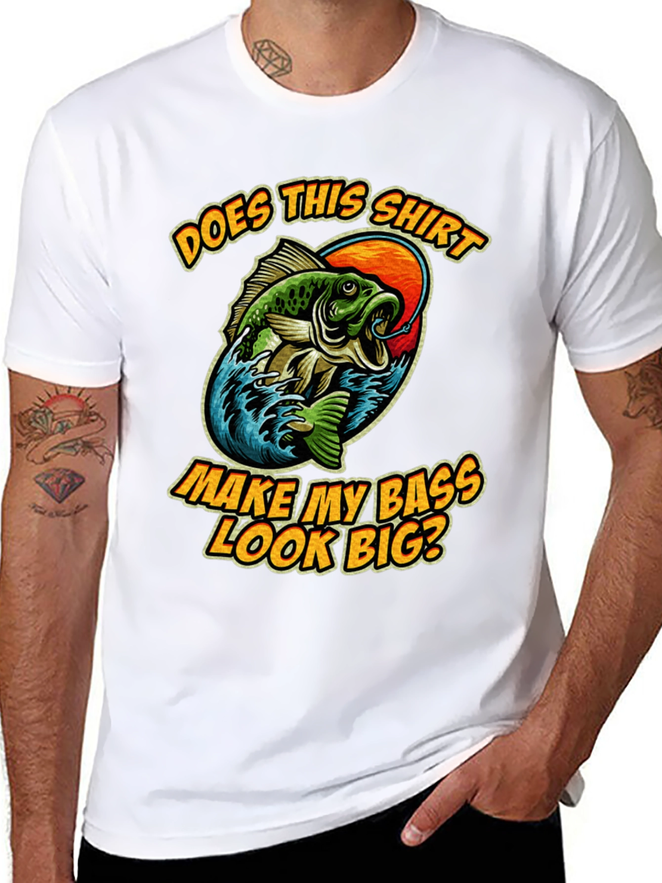 Black Funny Fishing T-Shirt - Make My Bass Look Big? view 8