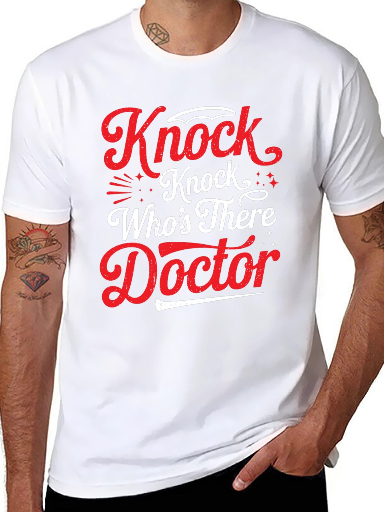 Black Knock Knock Doctor Humor Graphic Tee view 8