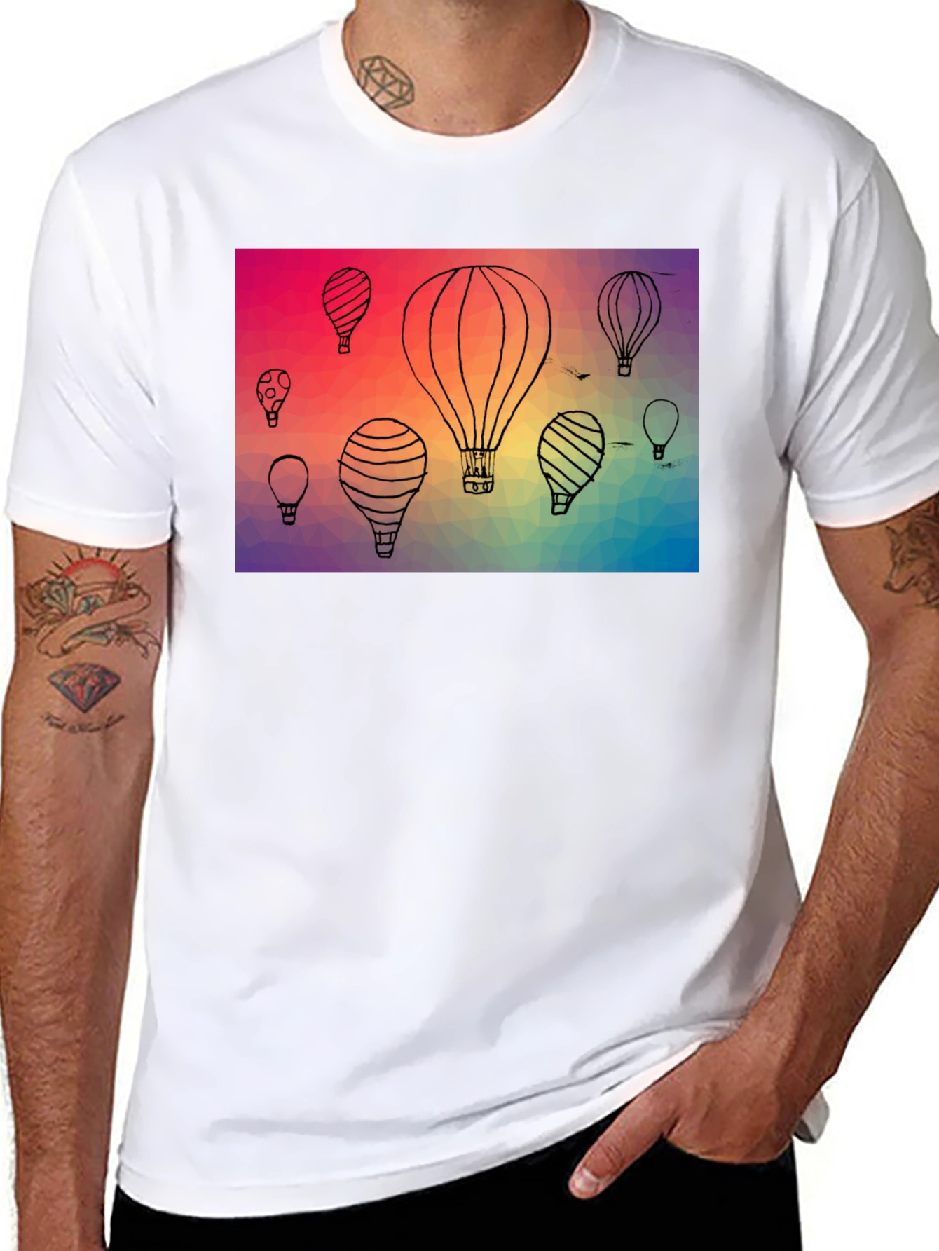 Black Hot Air Balloon Graphic Tee - Black view 8