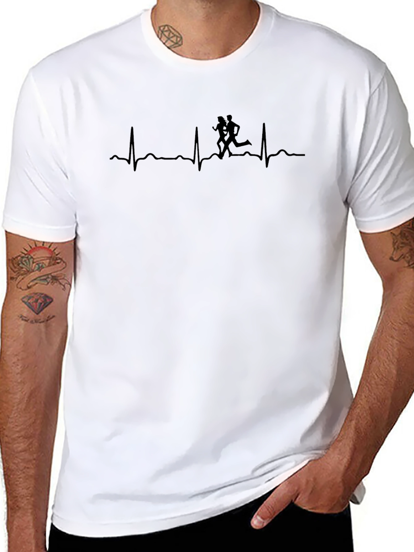 Black Runner's Heartbeat T-Shirt - Black Graphic Tee view 8