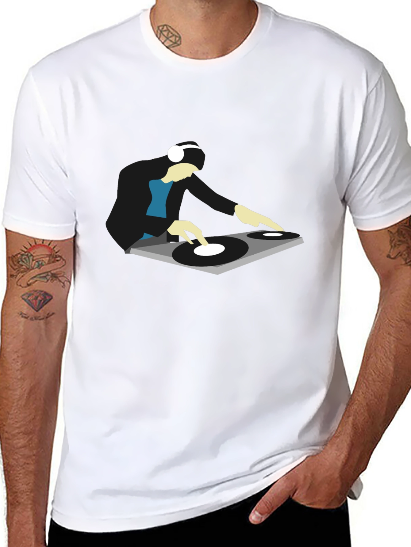 Black DJ Graphic Tee - Cool Turntable Design view 8