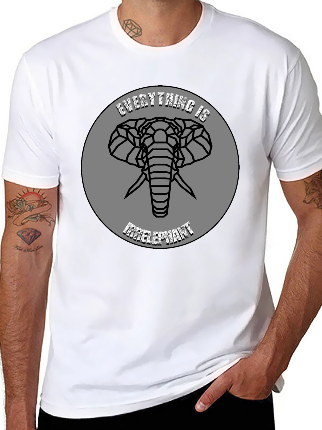 Black Geometric Elephant T-Shirt - Stylish Graphic Tee view 8